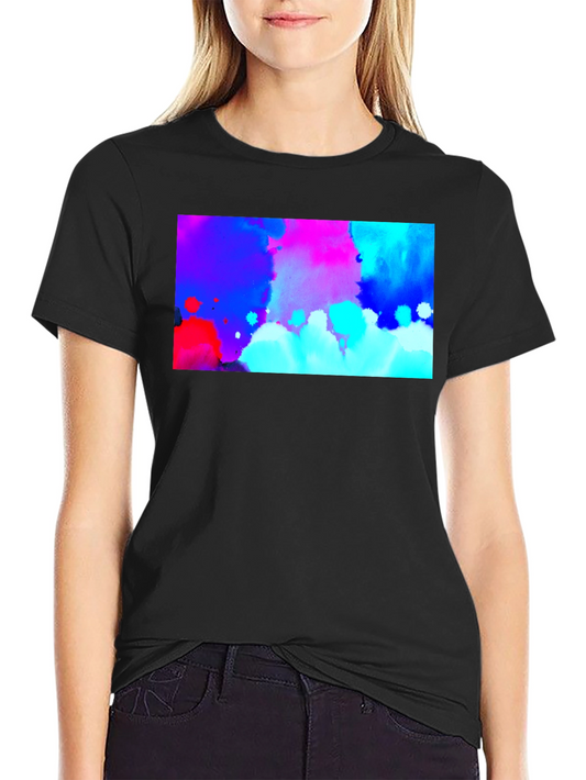Abstract Watercolor Graphic Black T-Shirt
