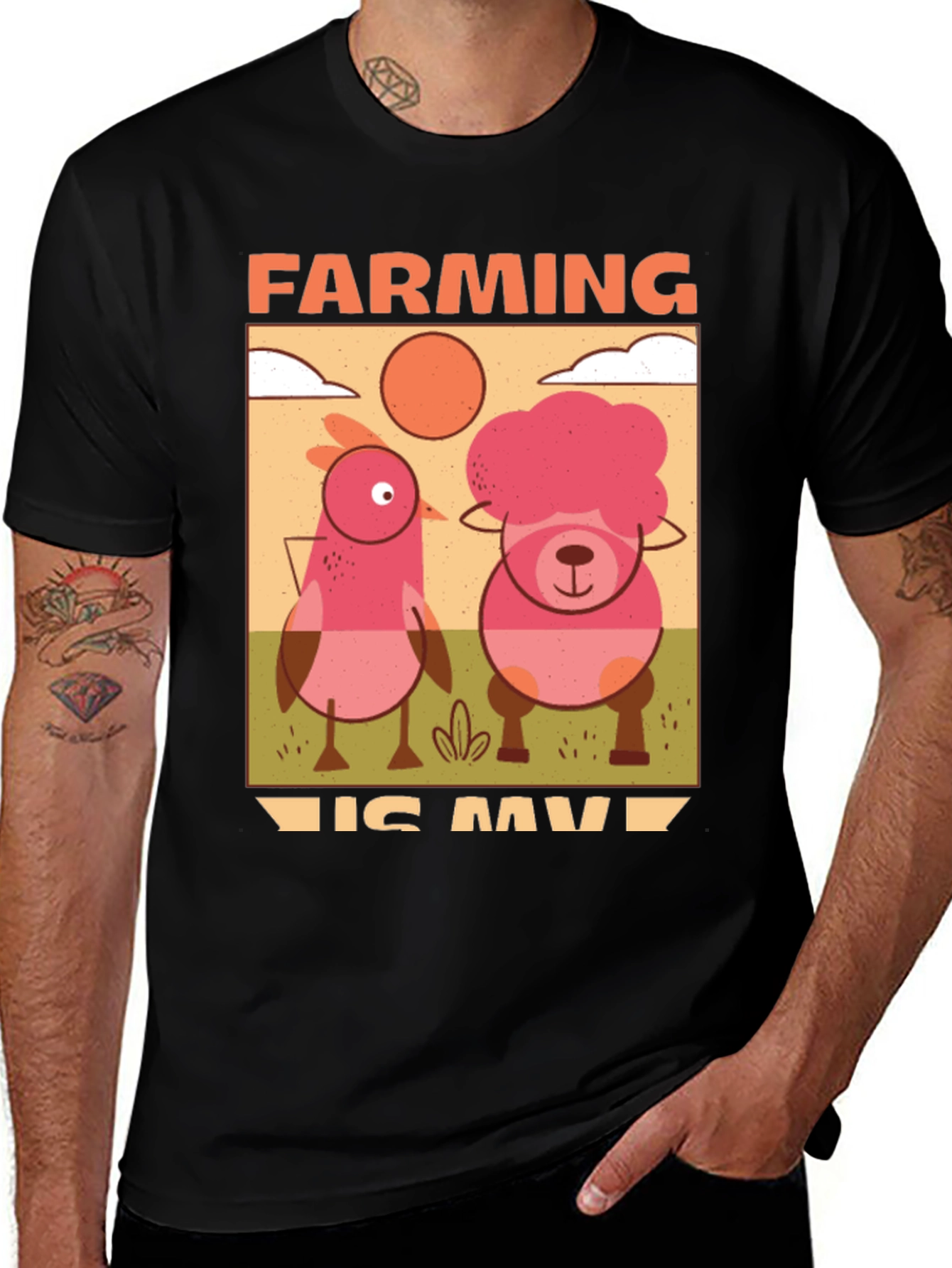 Farming Is My Jam T-Shirt with Cartoon Farm Animals