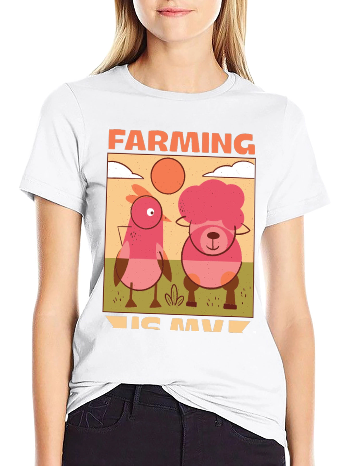 Farming Is My Jam T-Shirt with Cartoon Farm Animals
