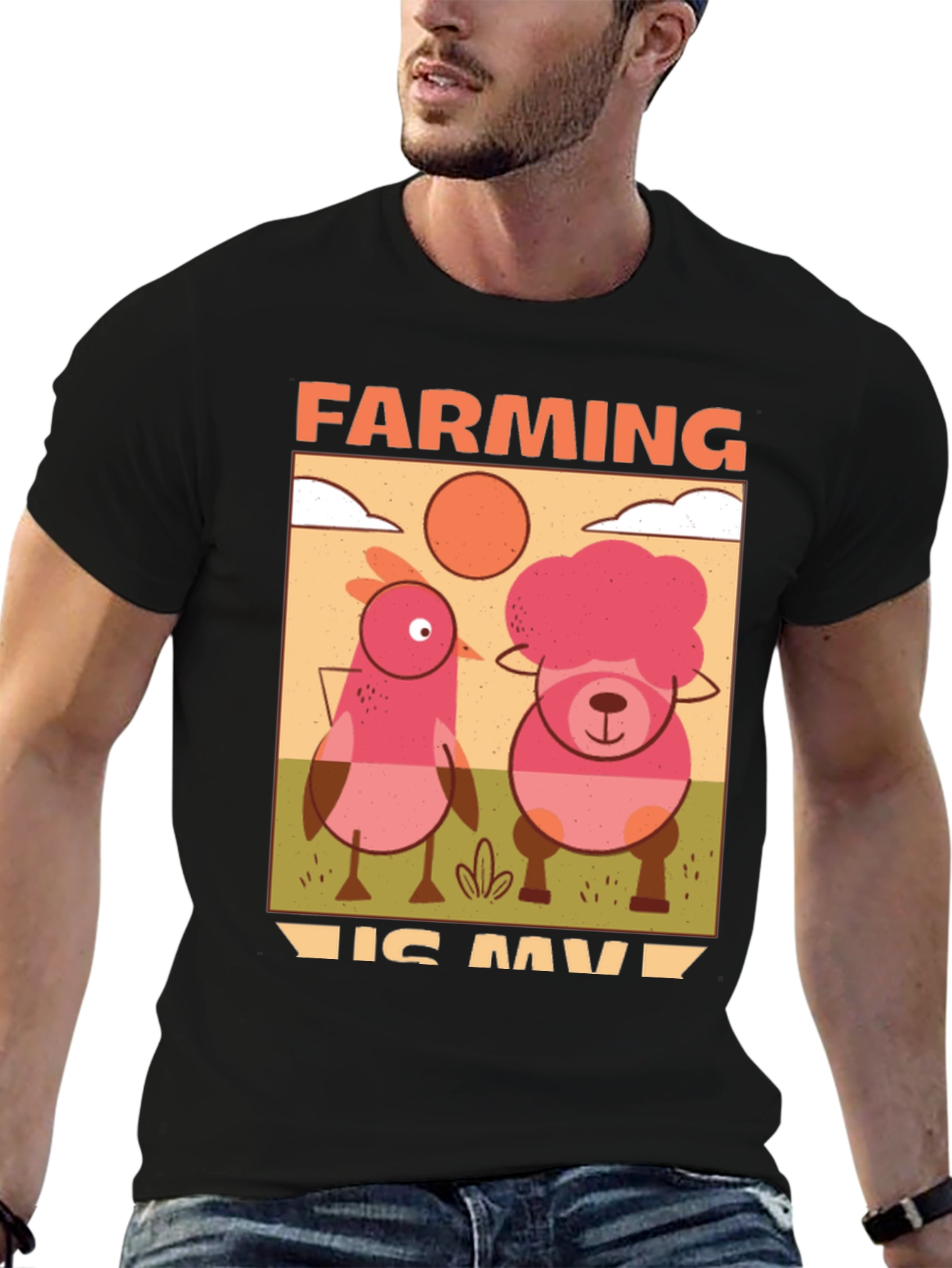 Farming Is My Jam T-Shirt with Cartoon Farm Animals