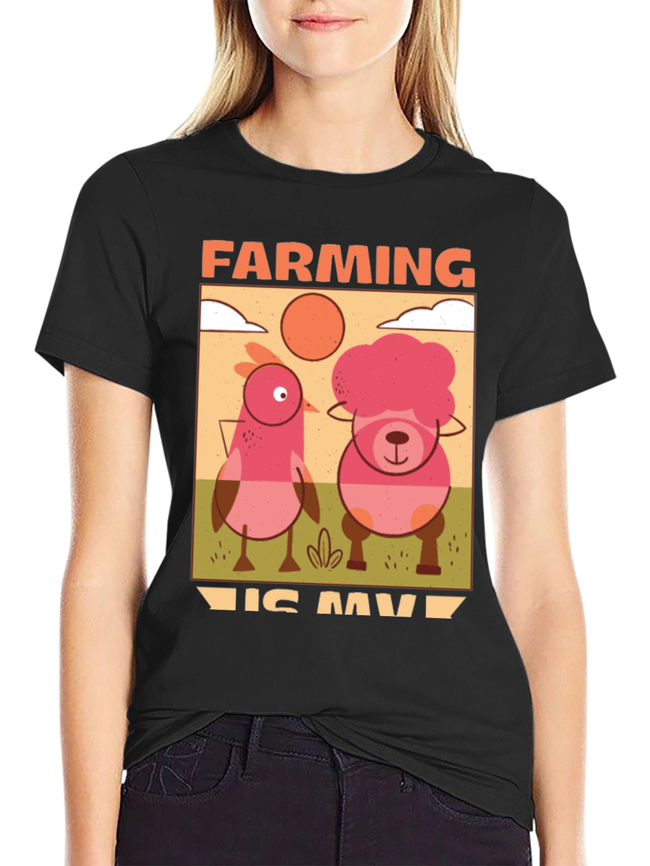 Farming Is My Jam T-Shirt with Cartoon Farm Animals