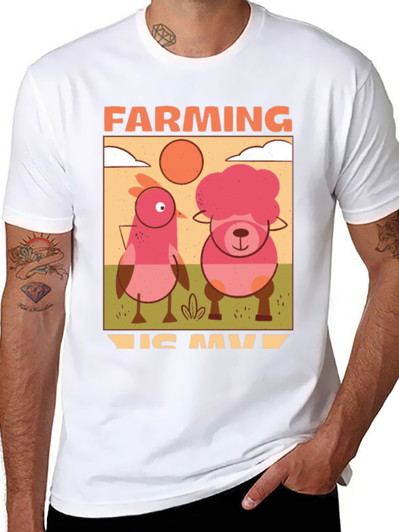 Farming Is My Jam T-Shirt with Cartoon Farm Animals