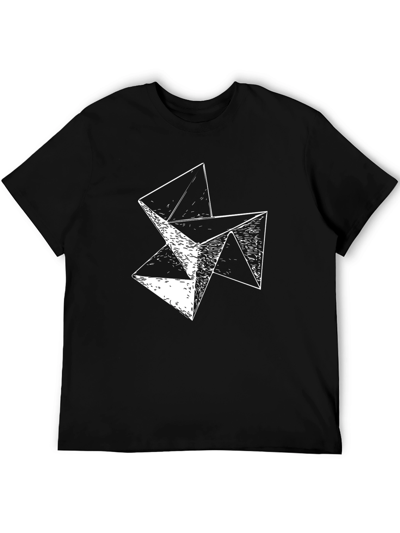 Abstract Geometric Graphic Print Black T-Shirt