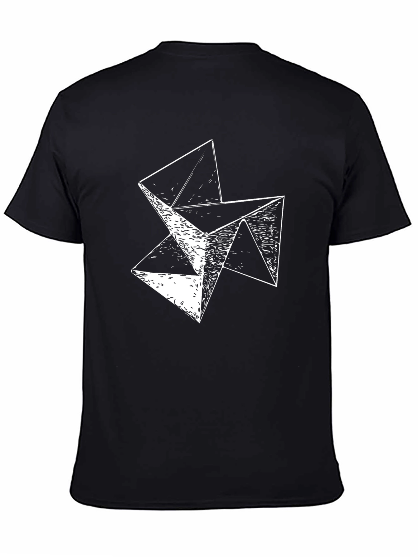 Abstract Geometric Graphic Print Black T-Shirt