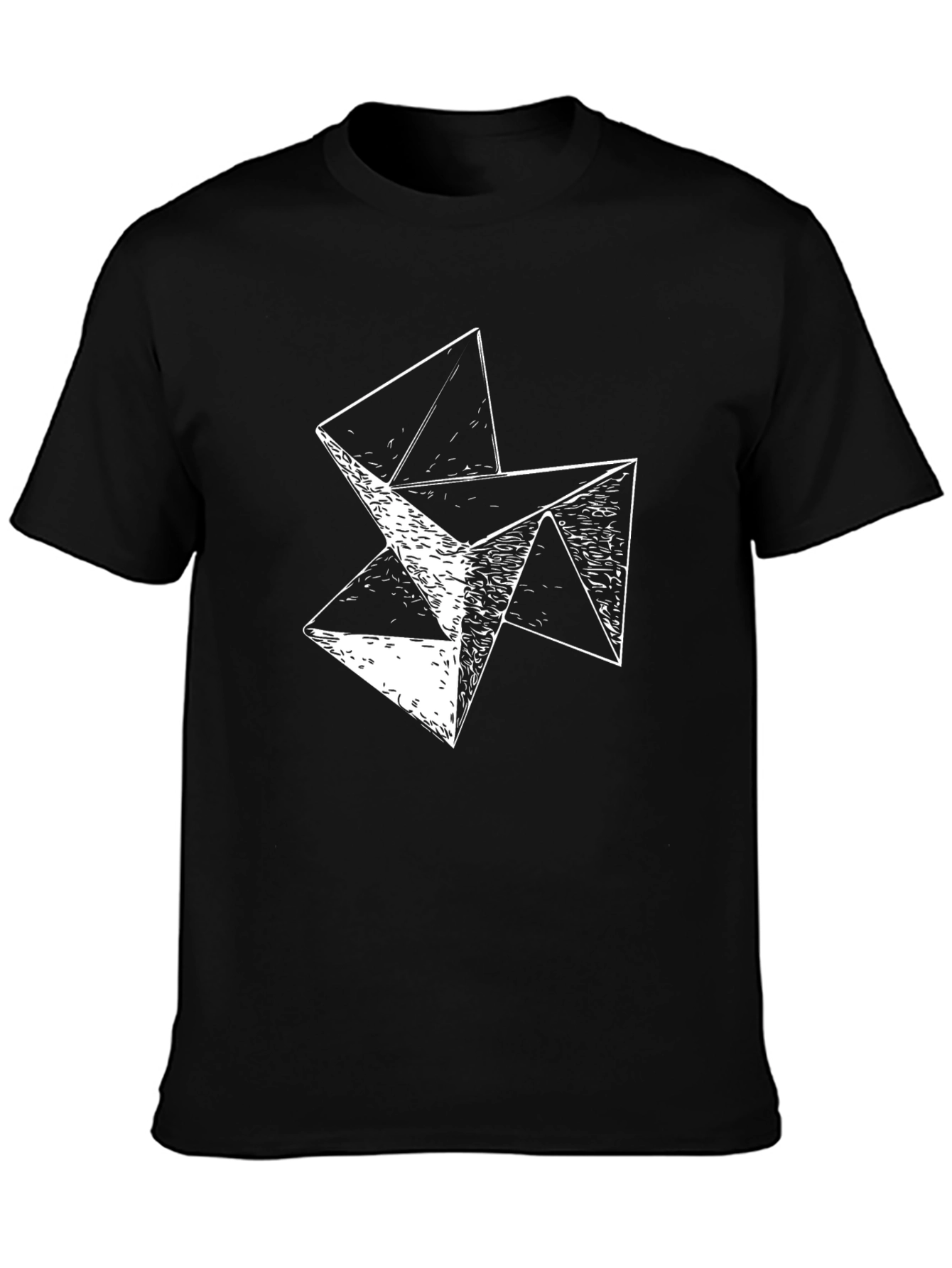 Abstract Geometric Graphic Print Black T-Shirt