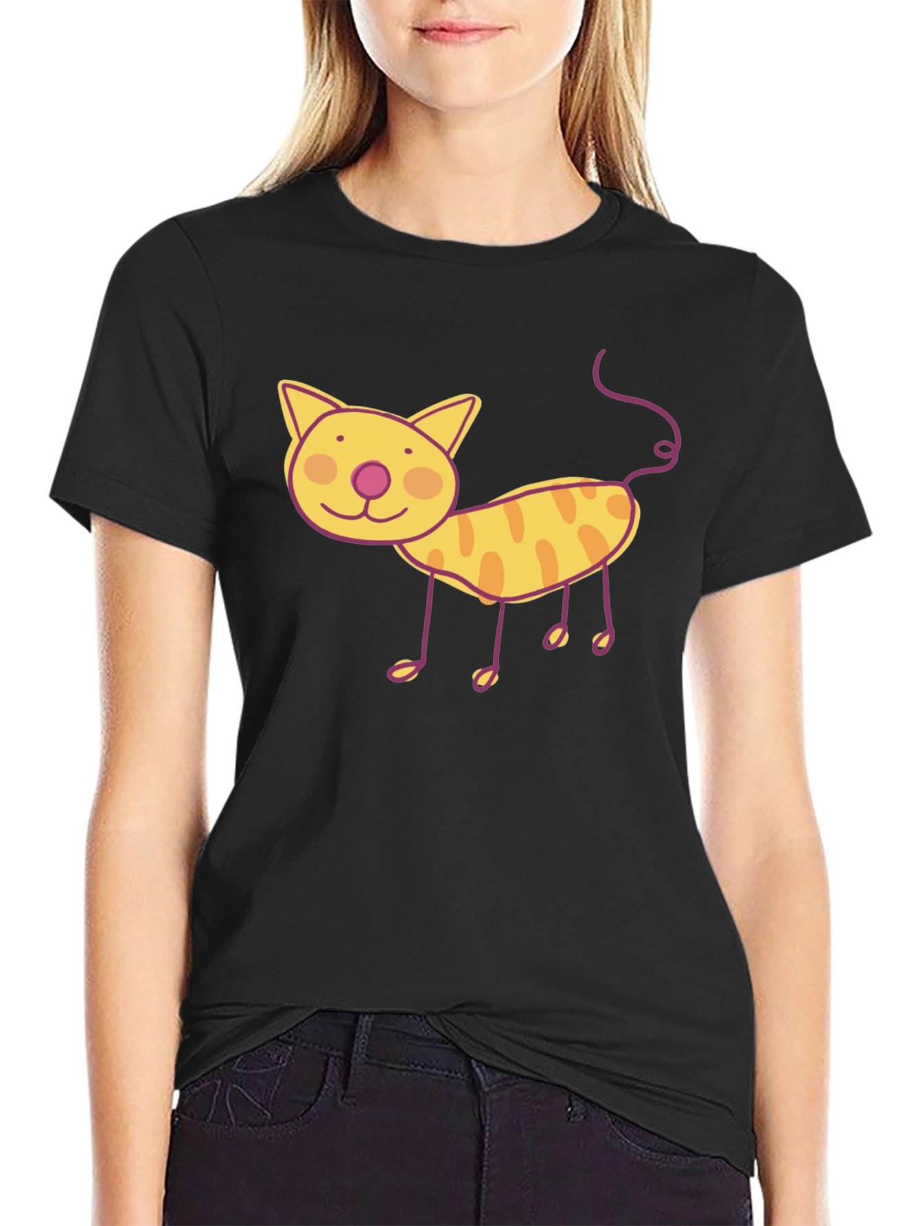 Fun Cat Graphic Tee - Black Unisex T-Shirt