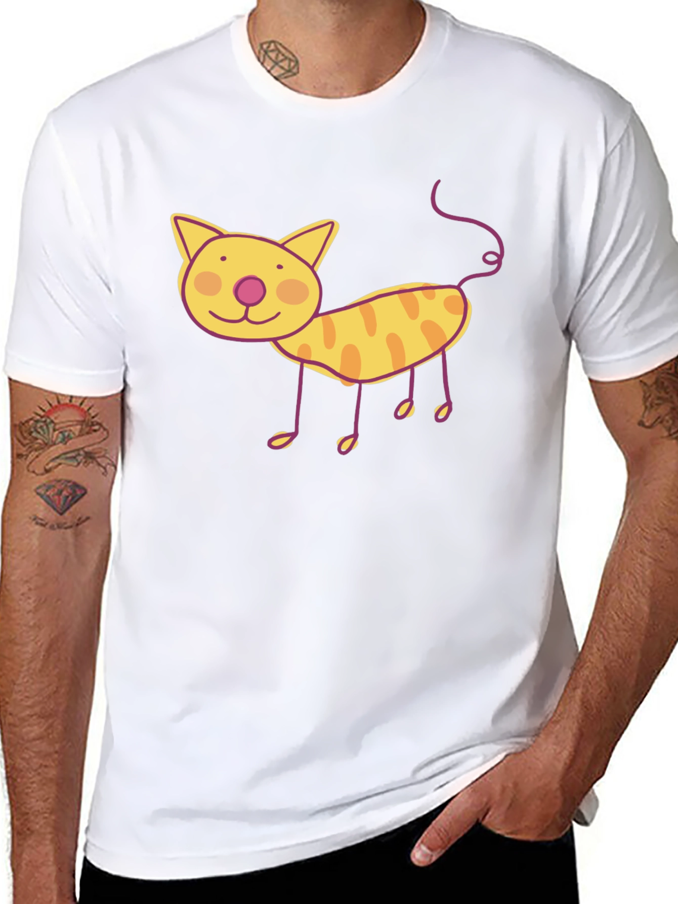 Fun Cat Graphic Tee - Black Unisex T-Shirt
