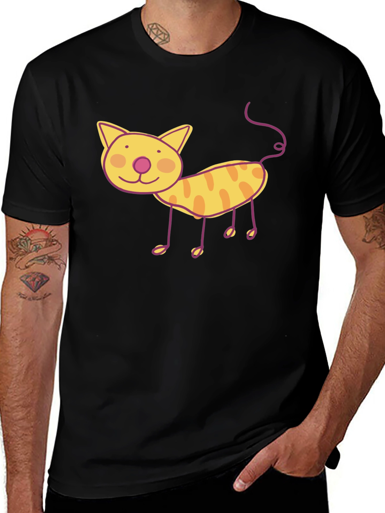 Fun Cat Graphic Tee - Black Unisex T-Shirt