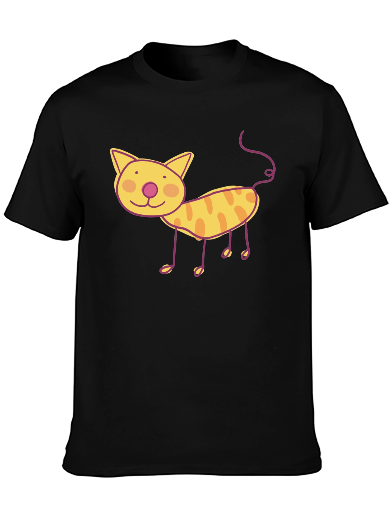 Fun Cat Graphic Tee - Black Unisex T-Shirt