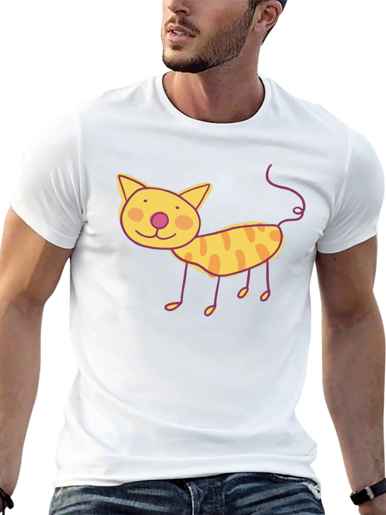 Fun Cat Graphic Tee - Black Unisex T-Shirt