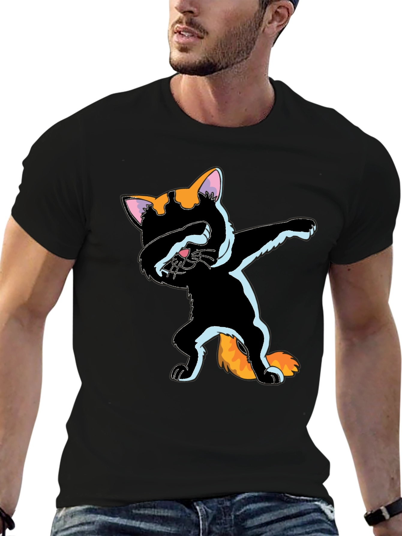 Dabbing Cat Graphic Tee - Fun Stylish