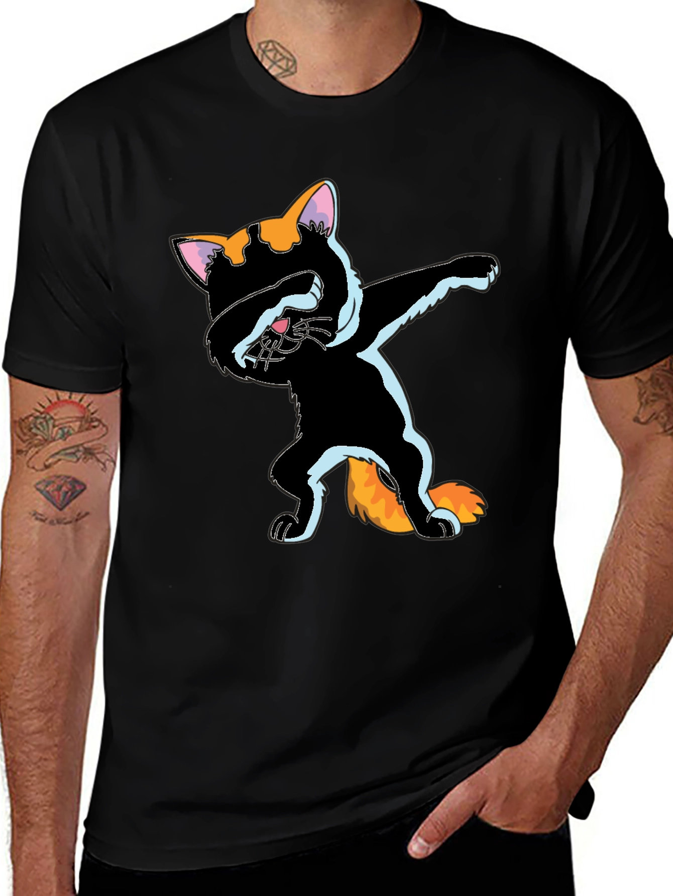 Dabbing Cat Graphic Tee - Fun Stylish