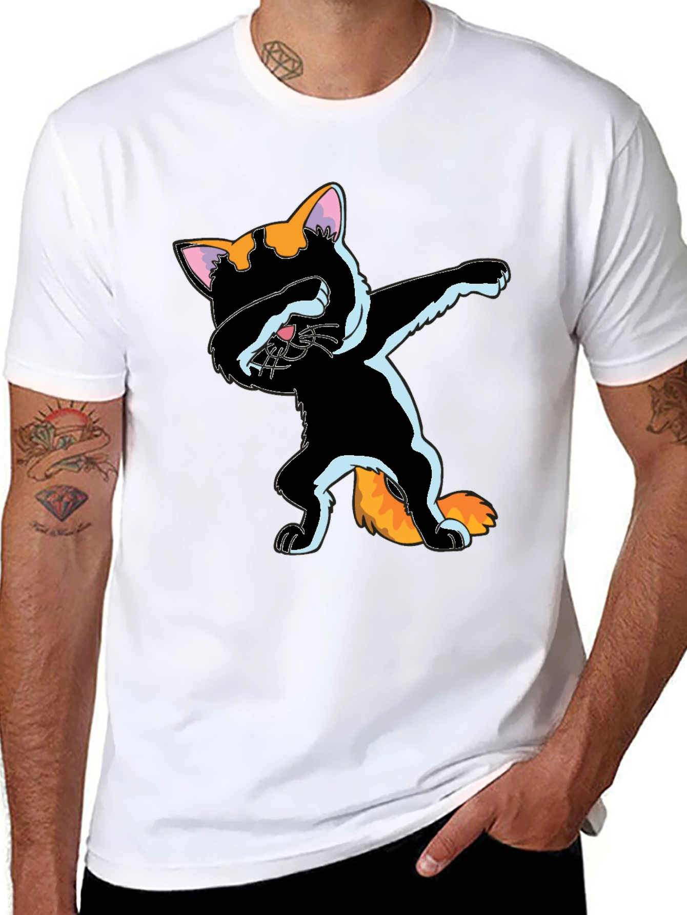 Dabbing Cat Graphic Tee - Fun Stylish