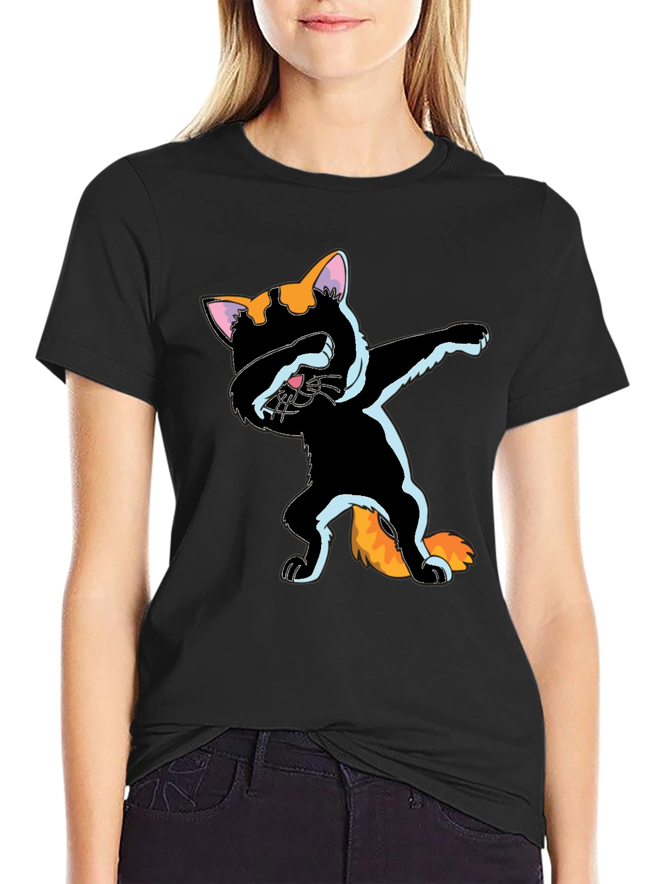 Dabbing Cat Graphic Tee - Fun Stylish