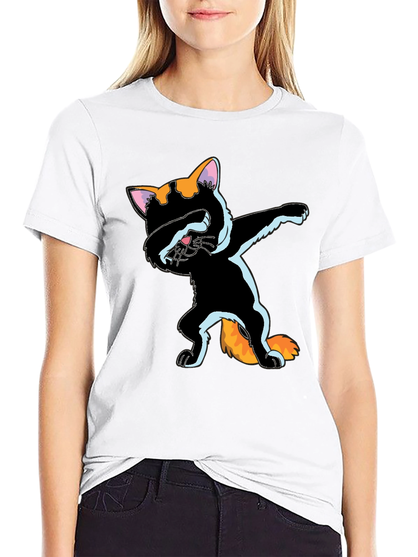 Dabbing Cat Graphic Tee - Fun Stylish