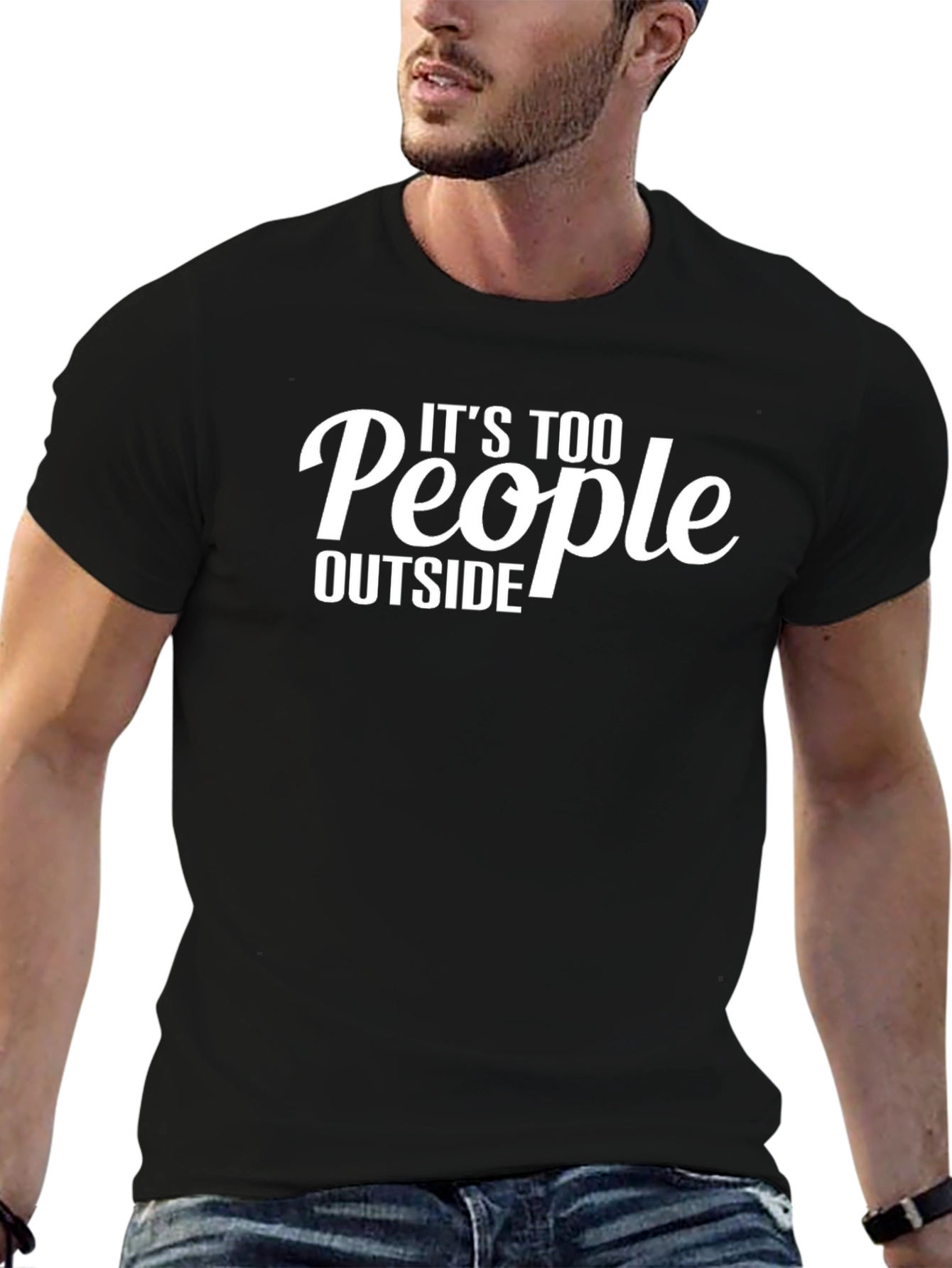 Its Too People Outside Black Graphic Tee