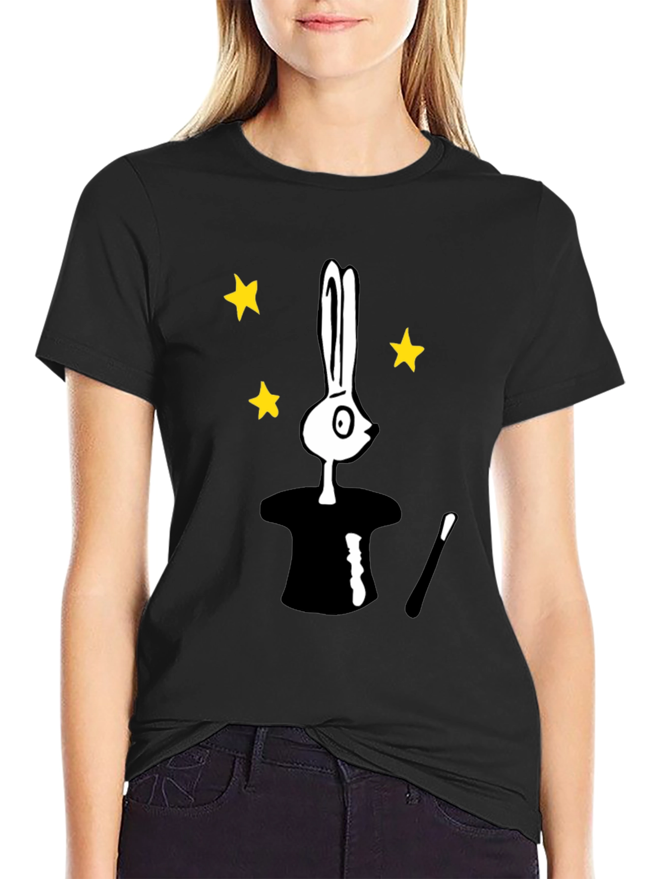 Magician Bunny T-Shirt - Black Tee