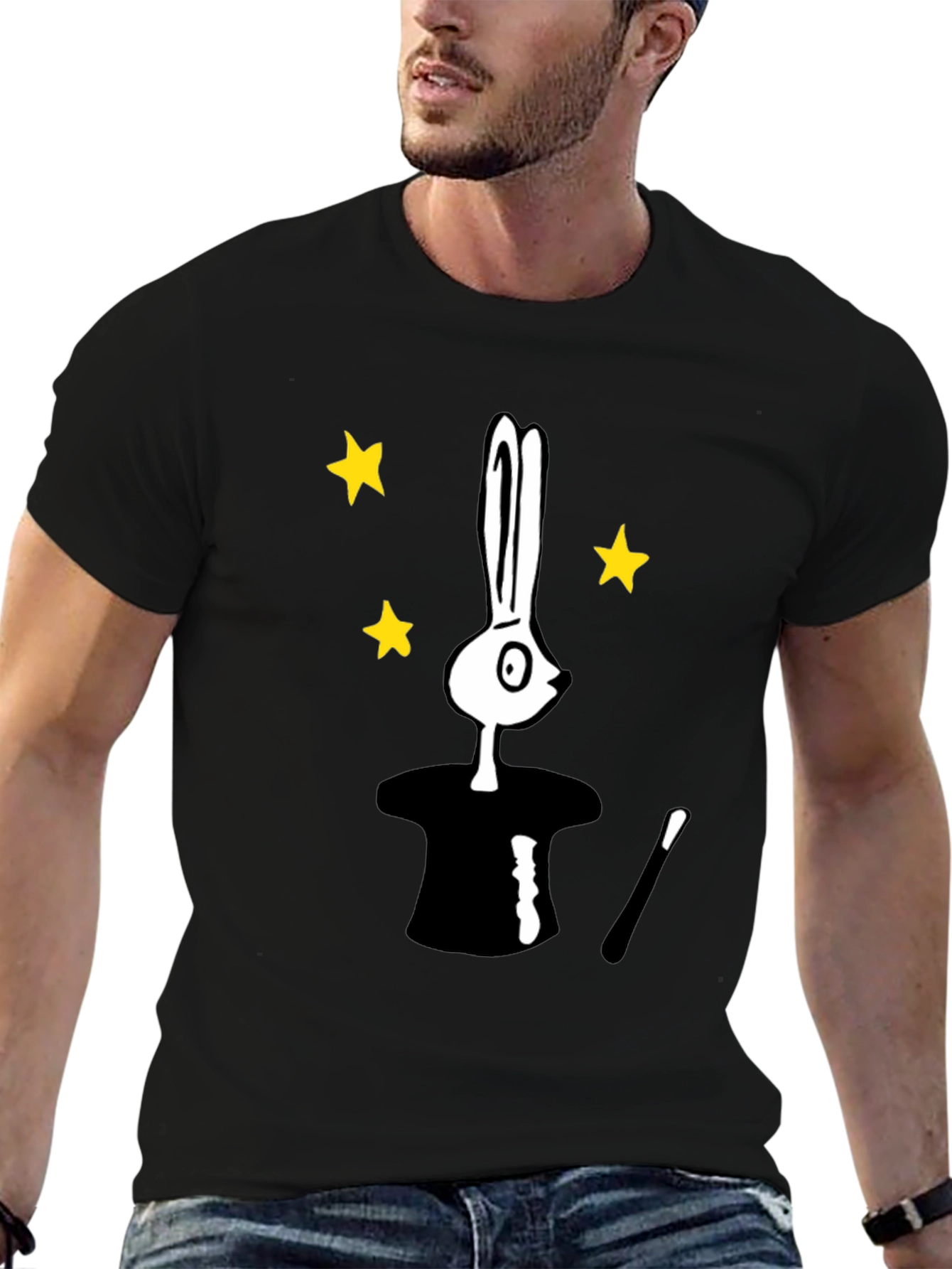 Magician Bunny T-Shirt - Black Tee