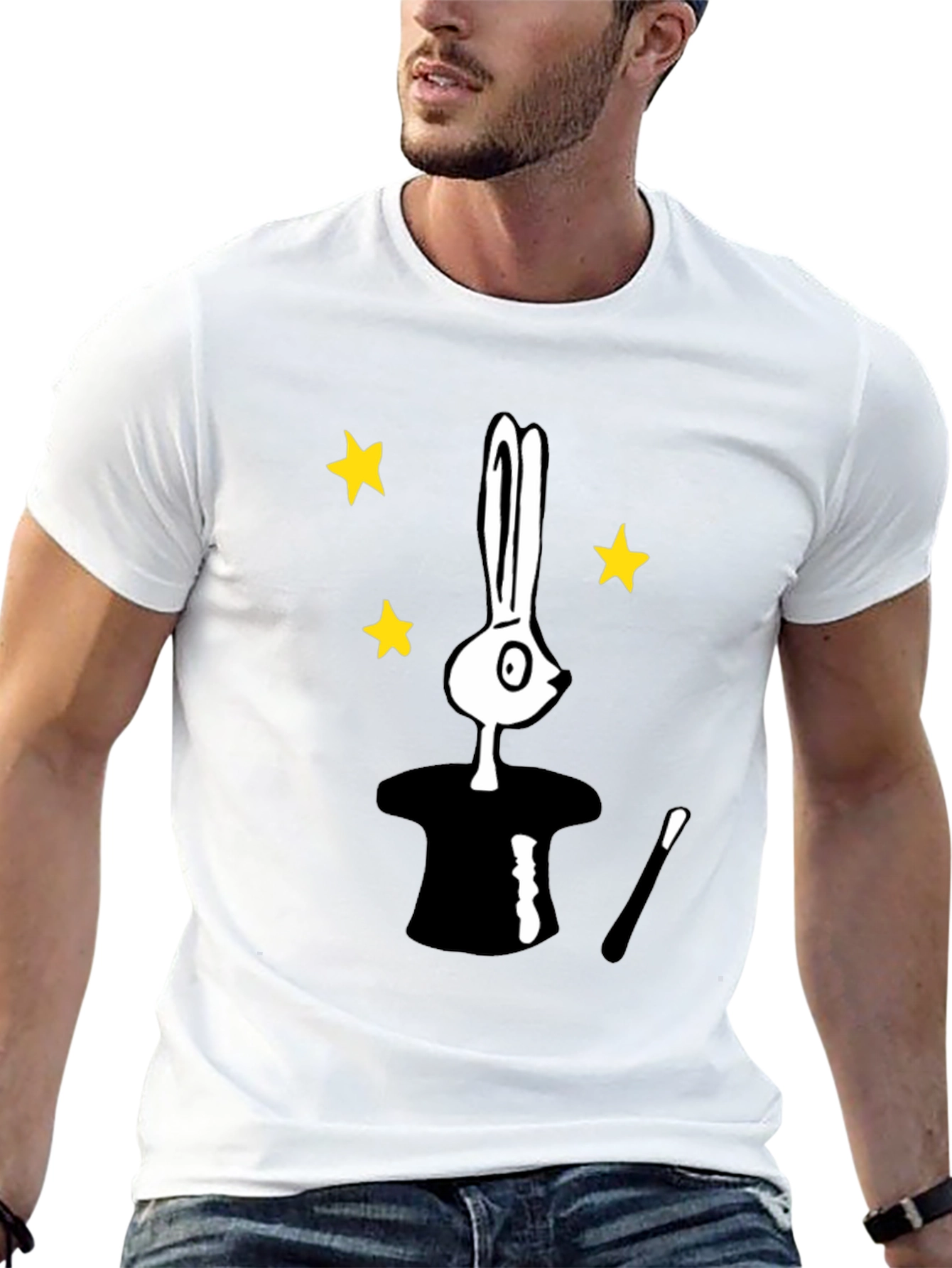 Magician Bunny T-Shirt - Black Tee
