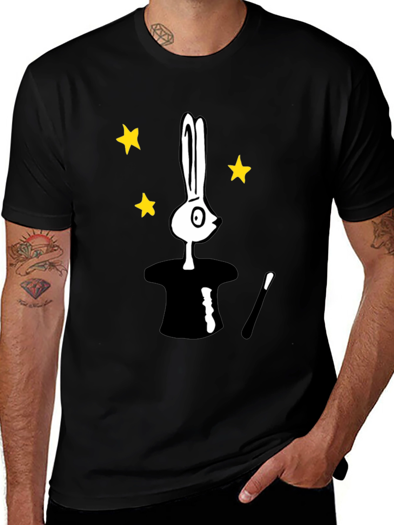 Magician Bunny T-Shirt - Black Tee