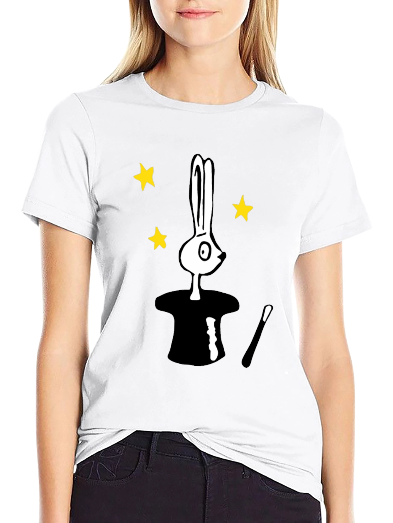 Magician Bunny T-Shirt - Black Tee