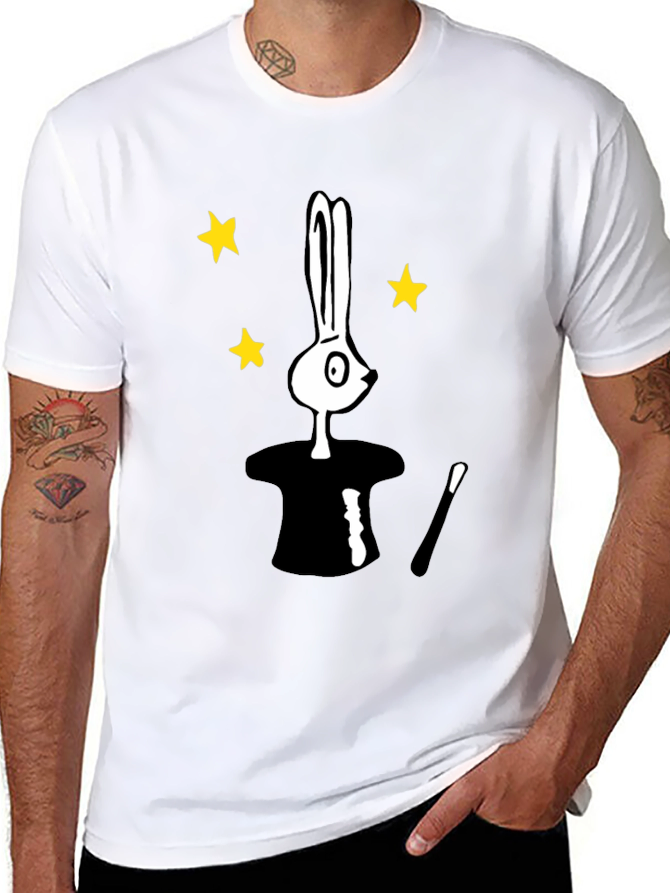 Magician Bunny T-Shirt - Black Tee