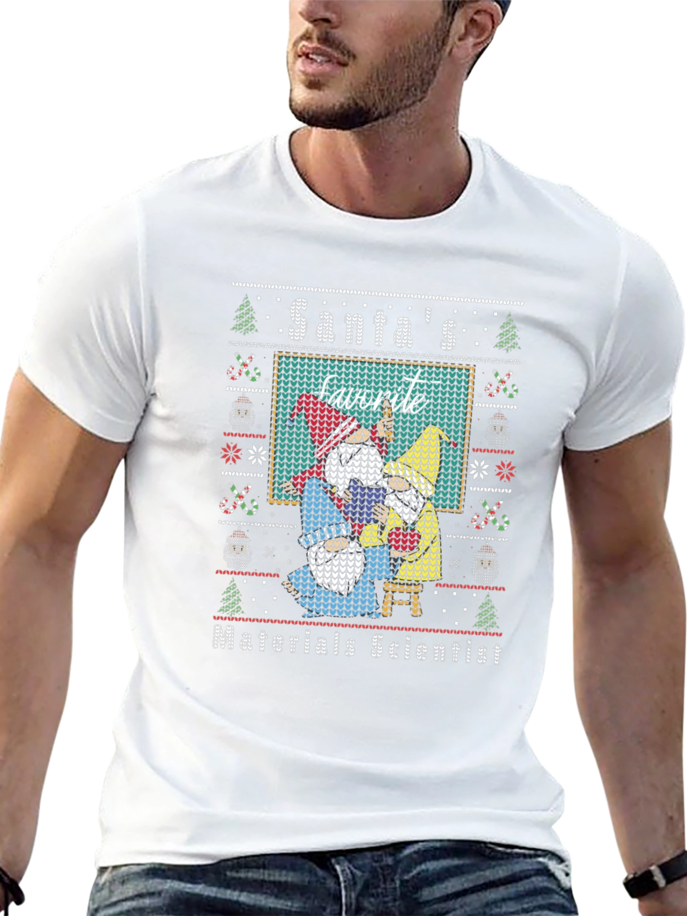 Santas Favorite Materials Scientist Ugly Christmas T-Shirt