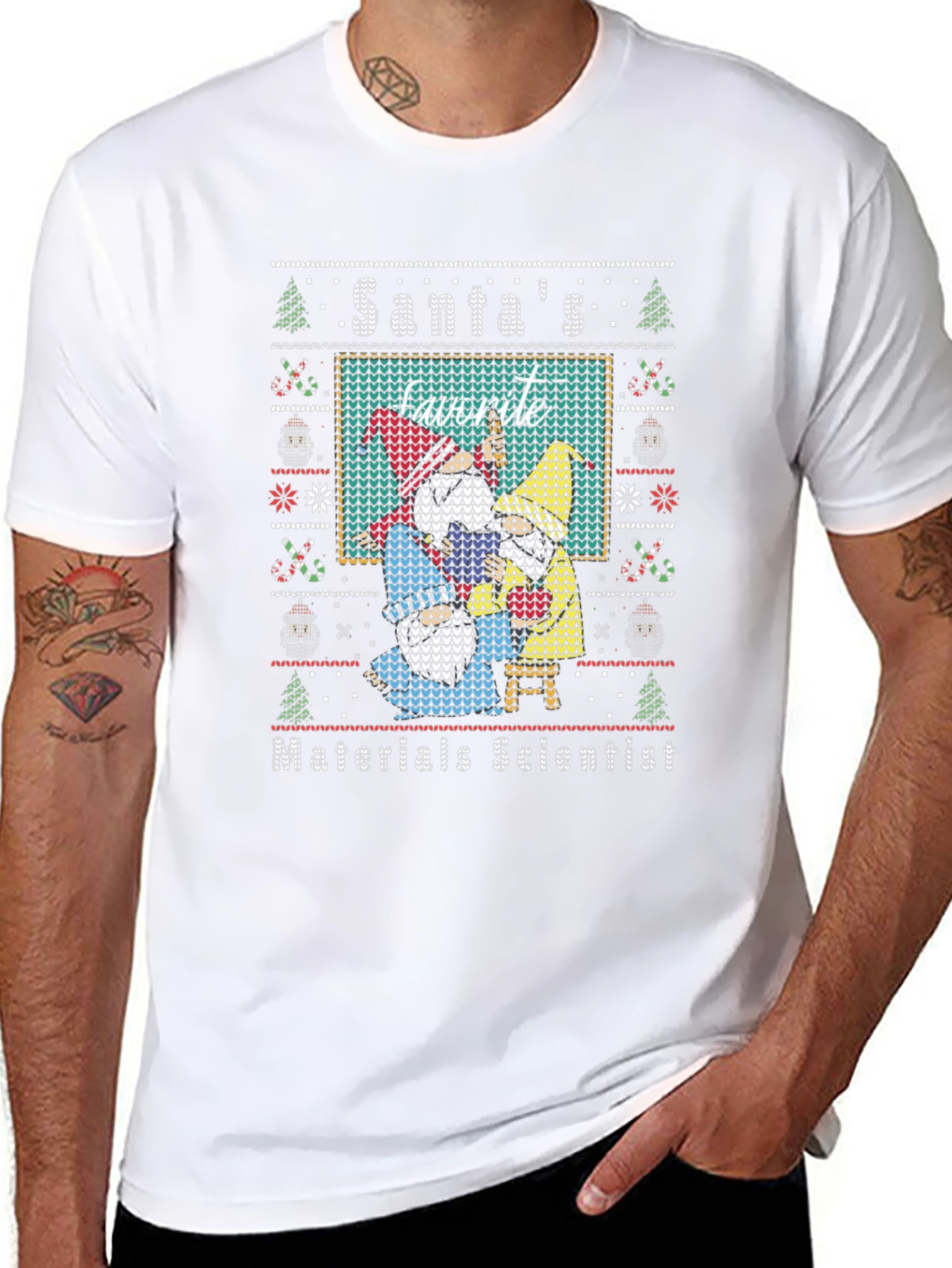 Santas Favorite Materials Scientist Ugly Christmas T-Shirt