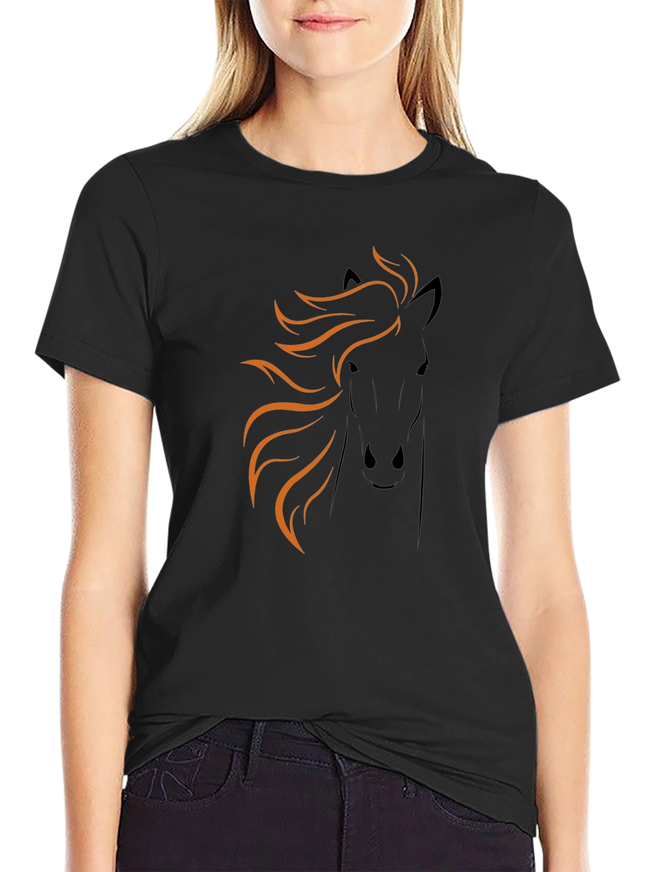 Horse Graphic Tee - Black Cotton Blend