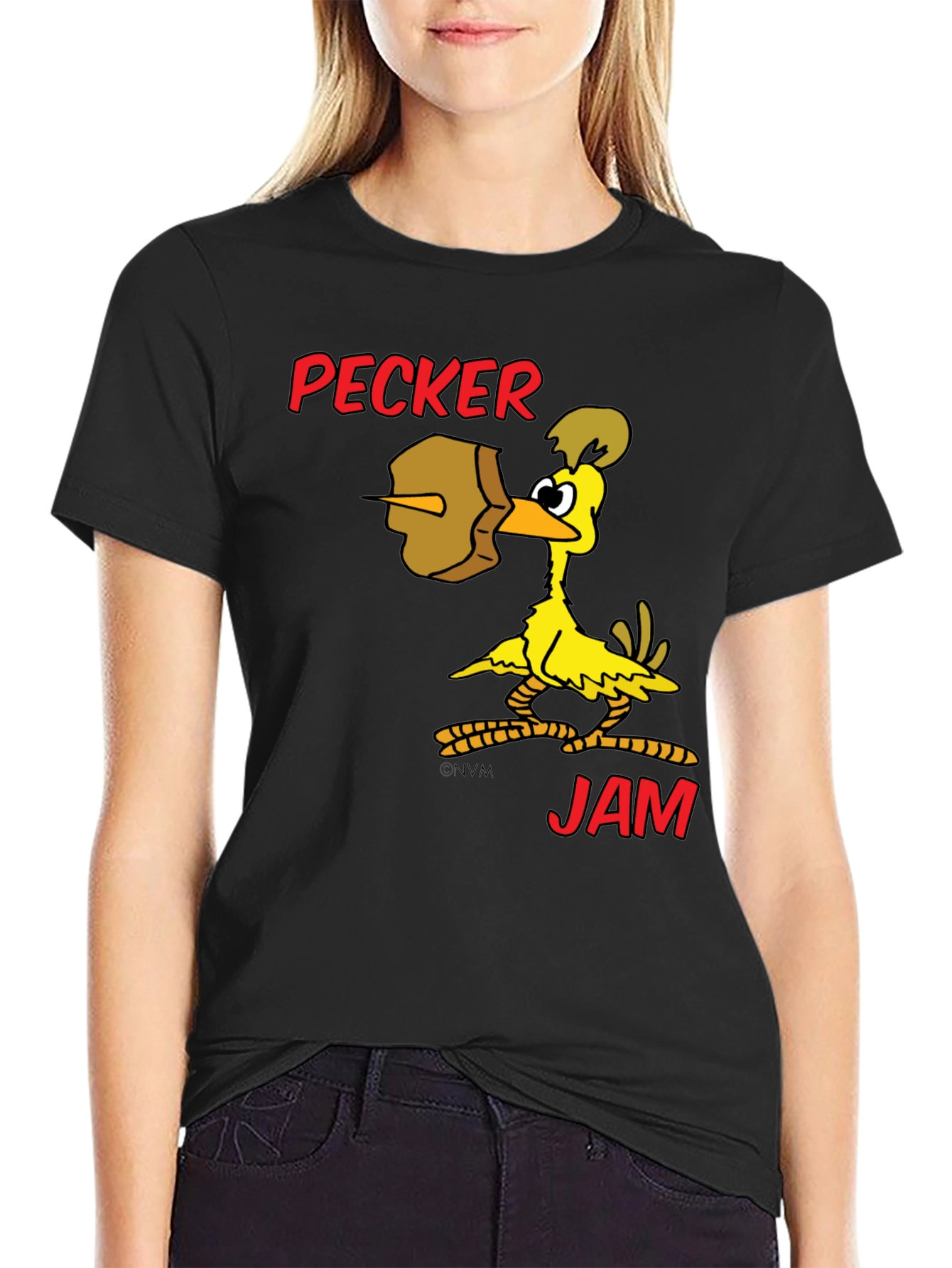 Pecker Jam Graphic T-Shirt - Funny Cartoon Bird Tee