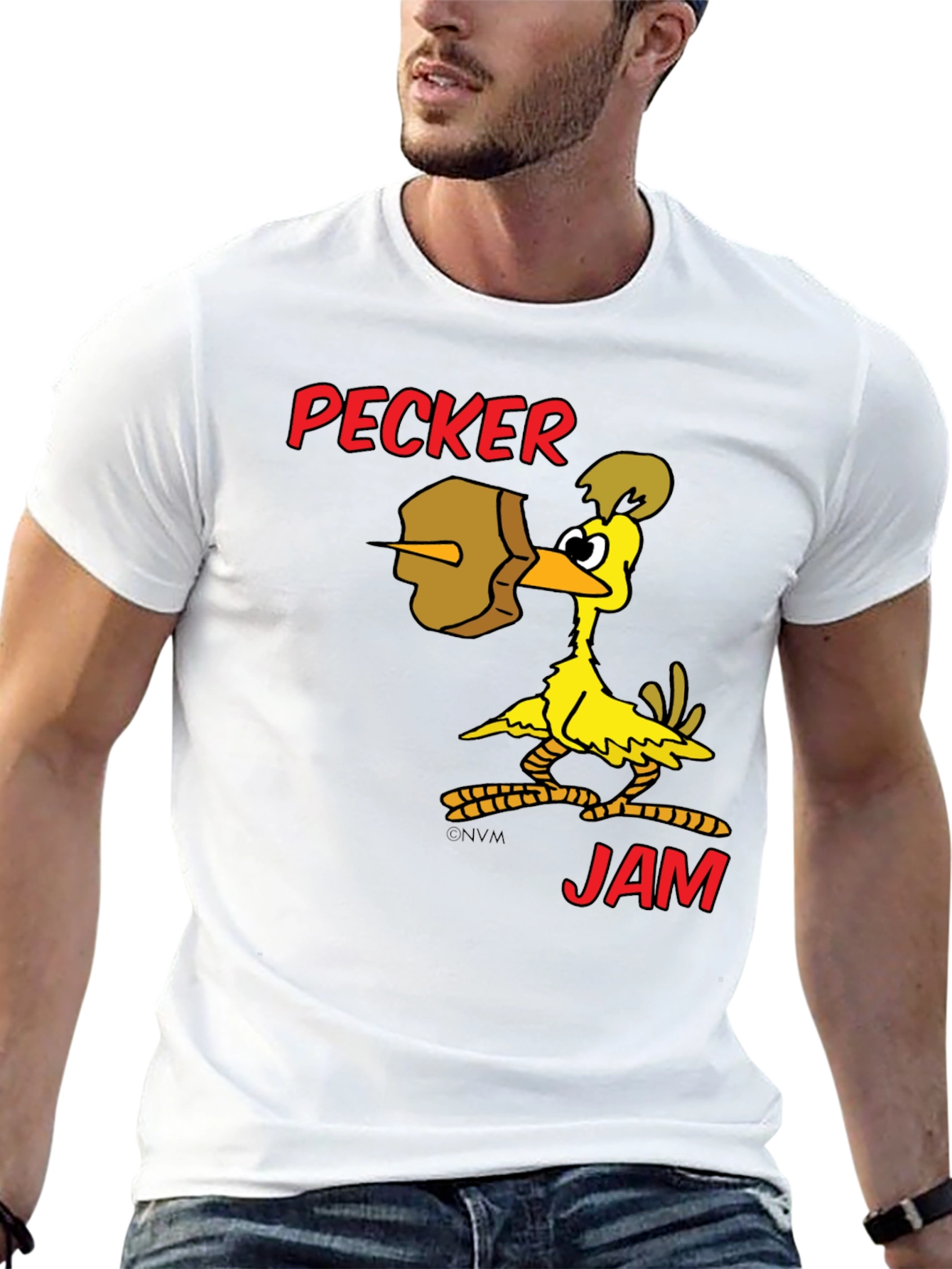 Pecker Jam Graphic T-Shirt - Funny Cartoon Bird Tee