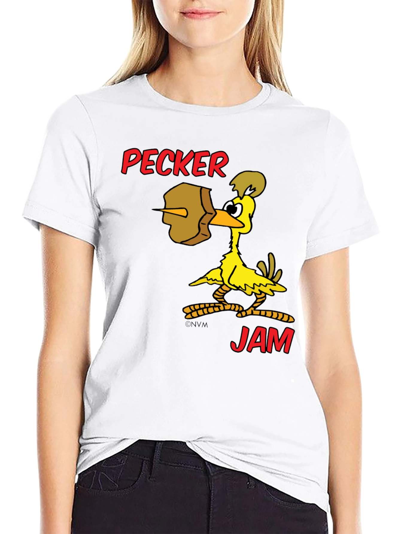 Pecker Jam Graphic T-Shirt - Funny Cartoon Bird Tee