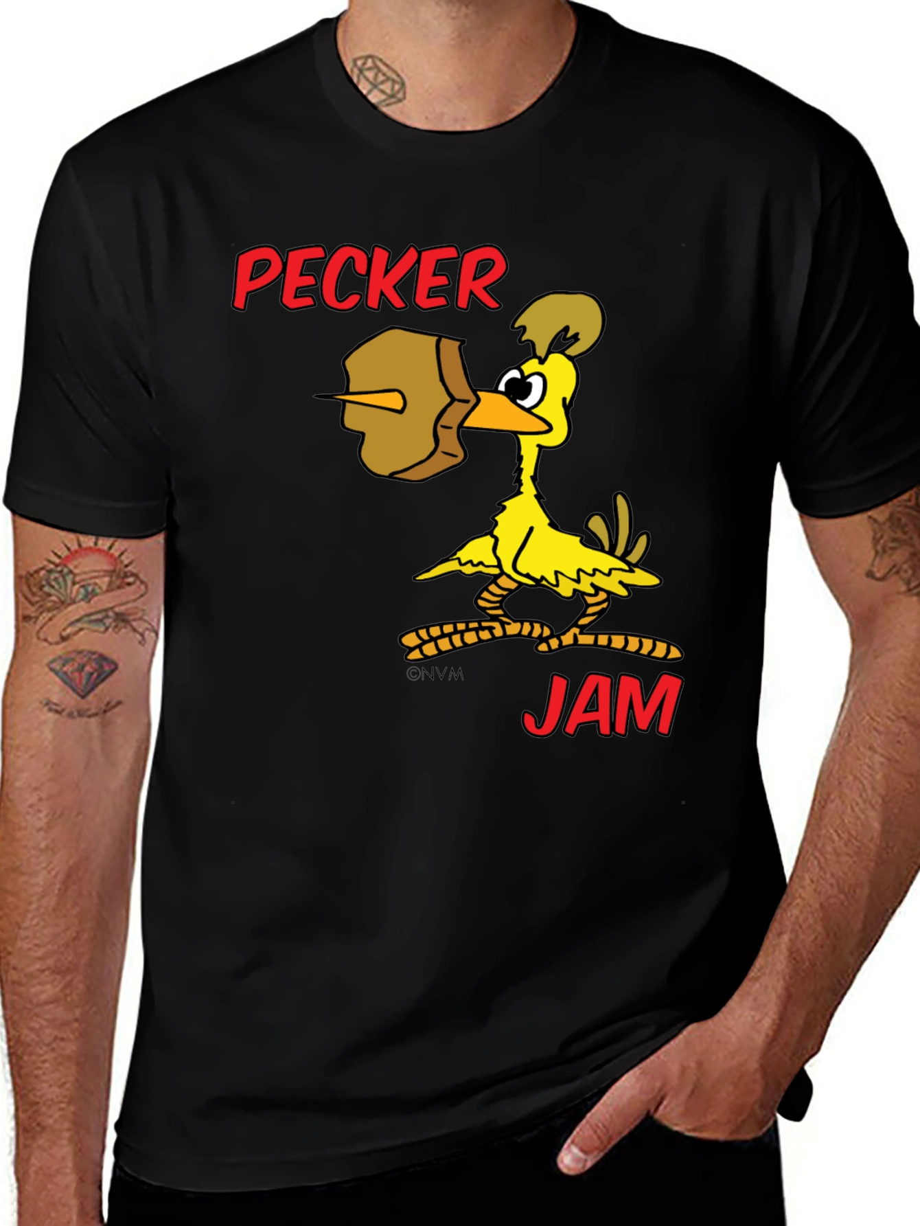 Pecker Jam Graphic T-Shirt - Funny Cartoon Bird Tee