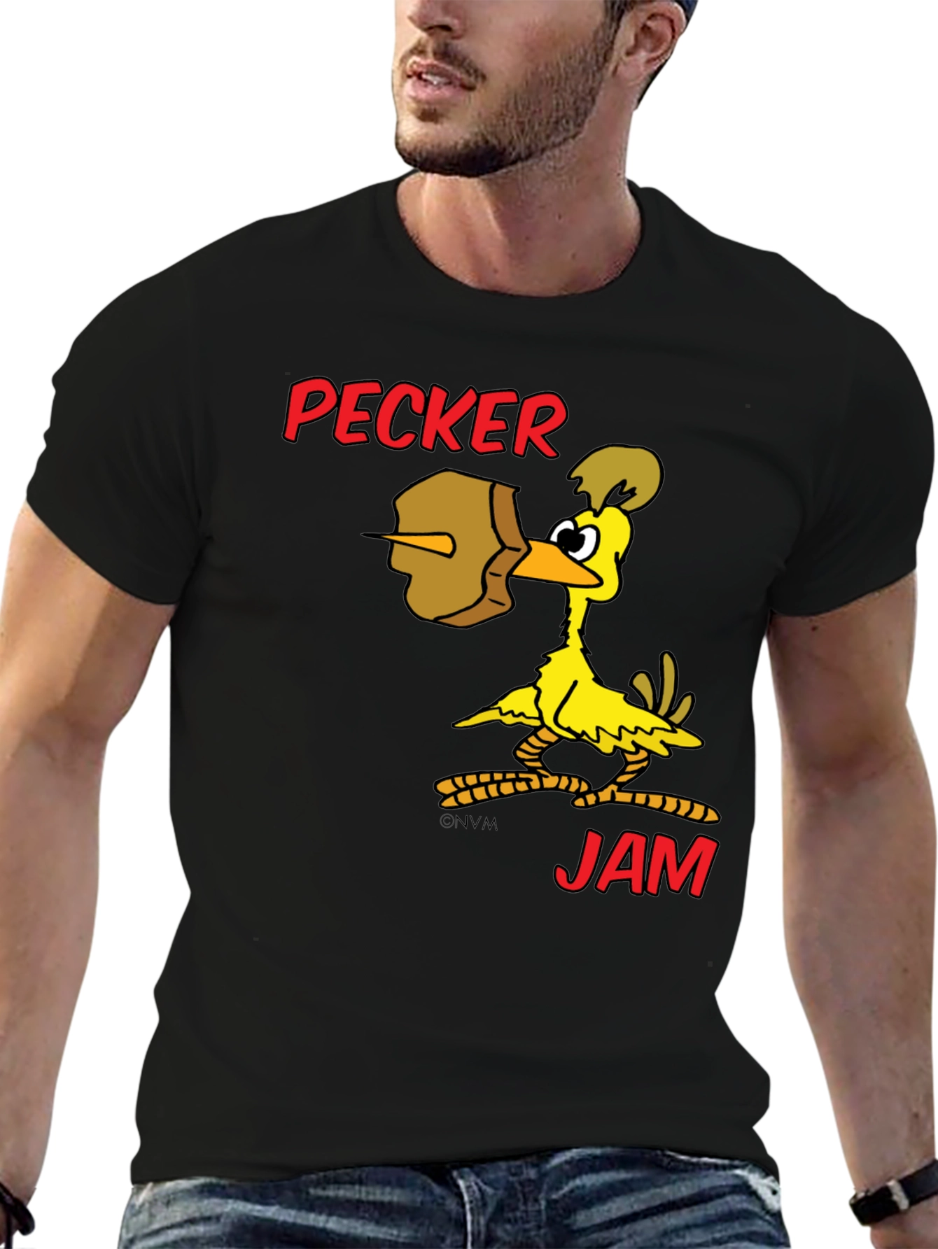 Pecker Jam Graphic T-Shirt - Funny Cartoon Bird Tee