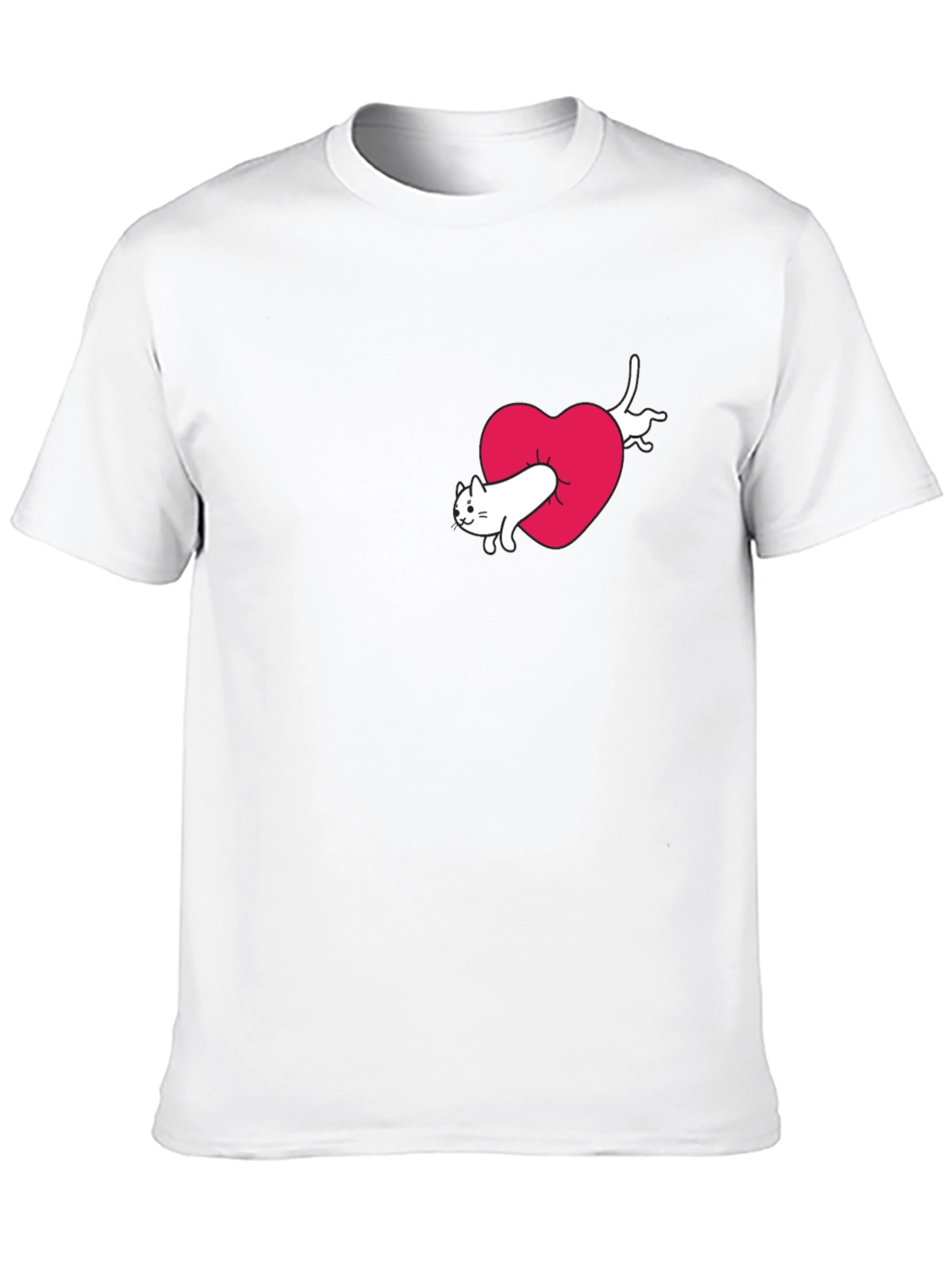 Cat In Heart Graphic Tee - Black Cotton Blend