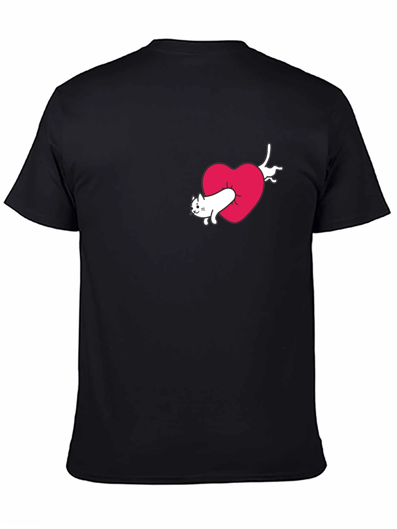 Cat In Heart Graphic Tee - Black Cotton Blend