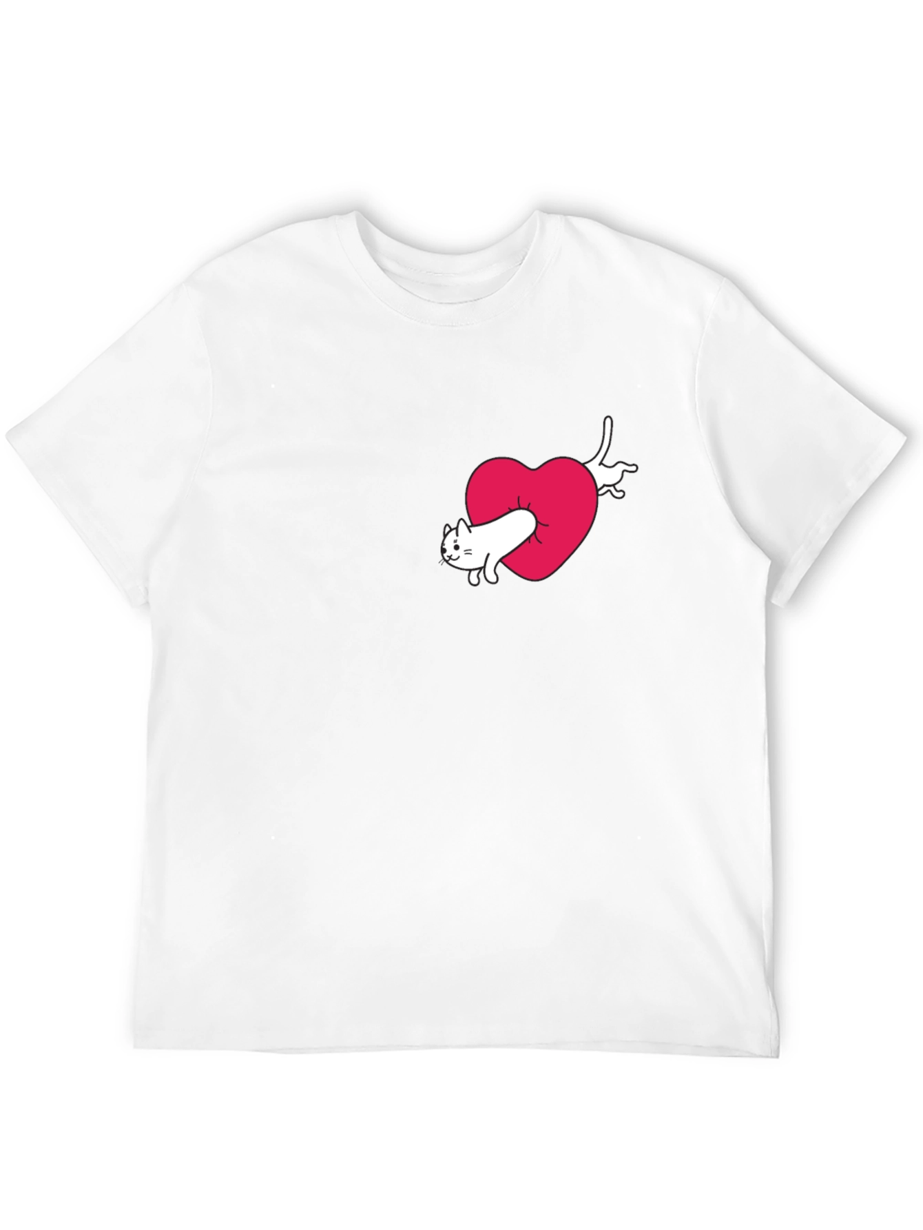 Cat In Heart Graphic Tee - Black Cotton Blend