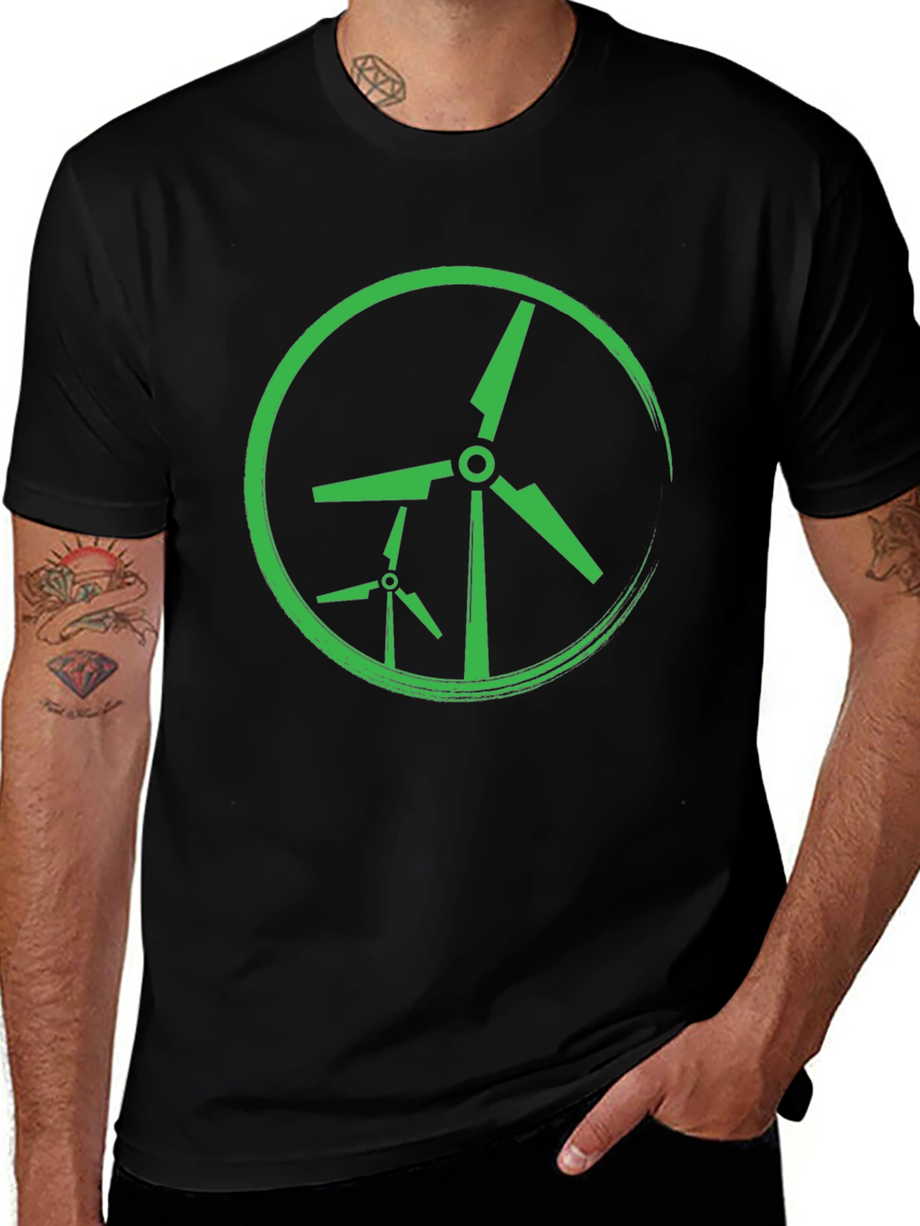 Green Wind Turbine Graphic Tee