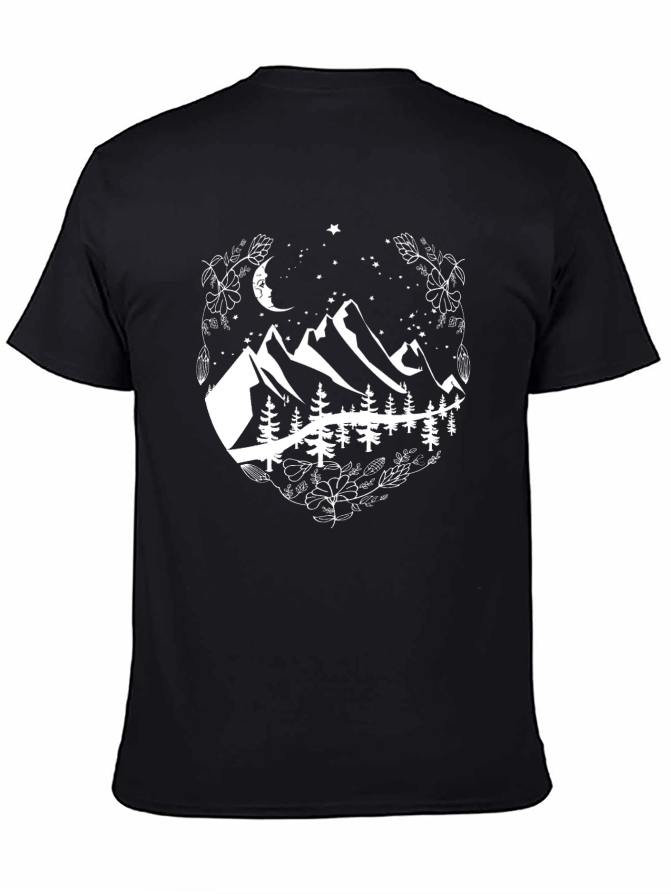 Mountain Scene Graphic Black T-Shirt