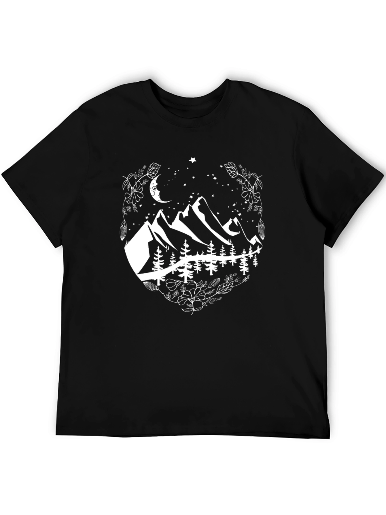 Mountain Scene Graphic Black T-Shirt