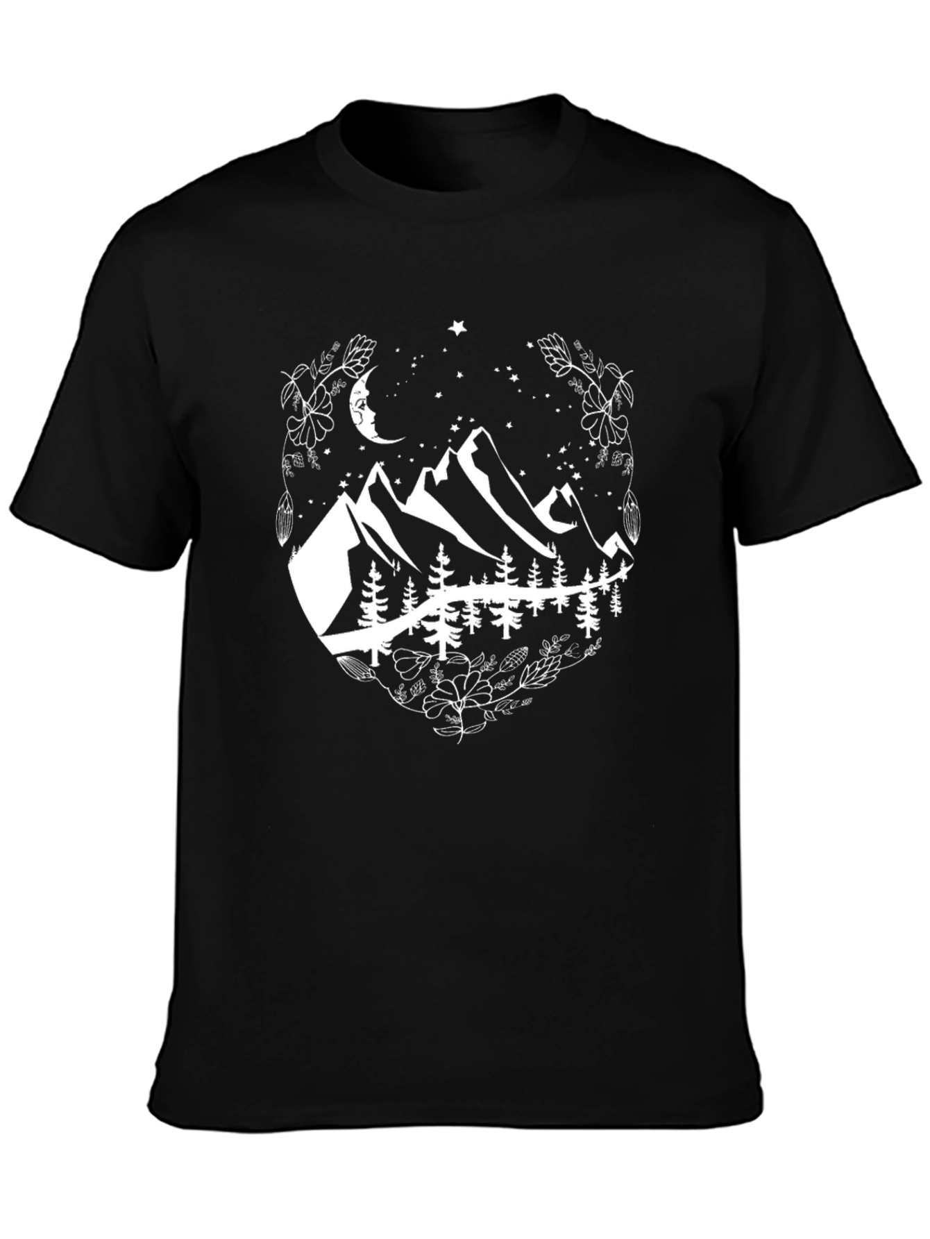 Mountain Scene Graphic Black T-Shirt