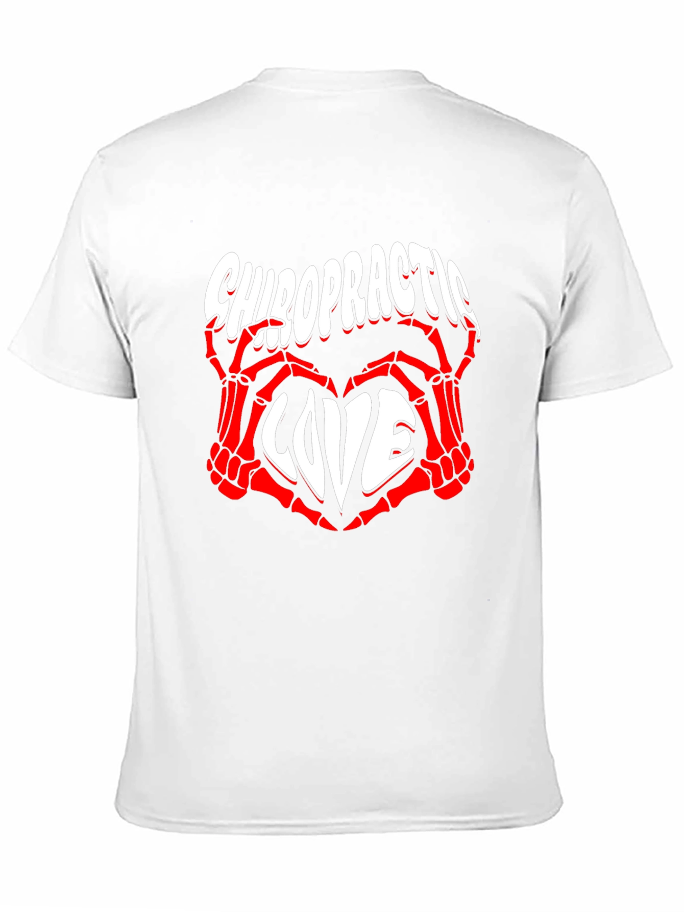 Chiropractic Love T-Shirt - Red Skeleton Hands Heart