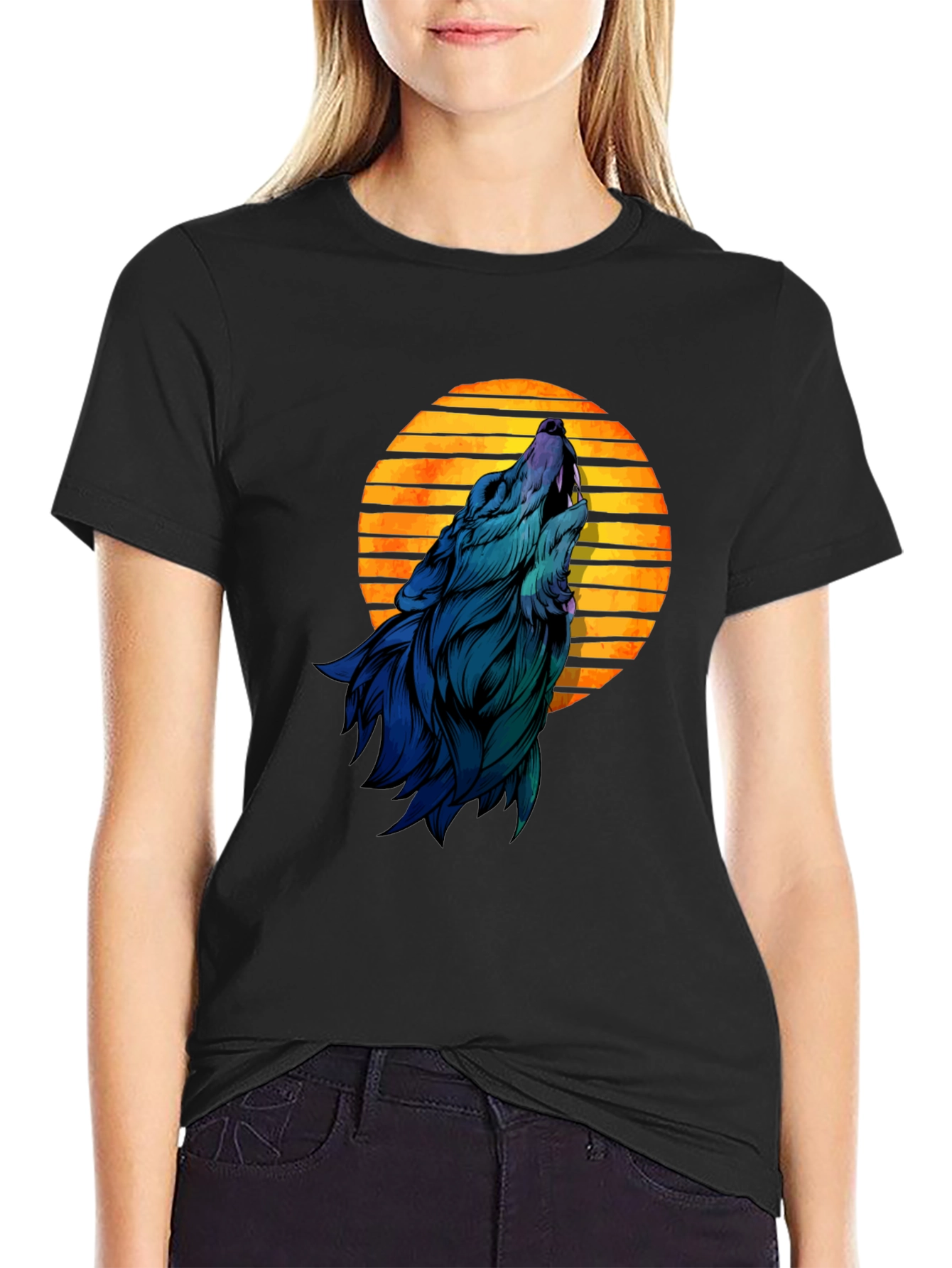 Wolf Moon Graphic T-Shirt - Black Cotton Tee