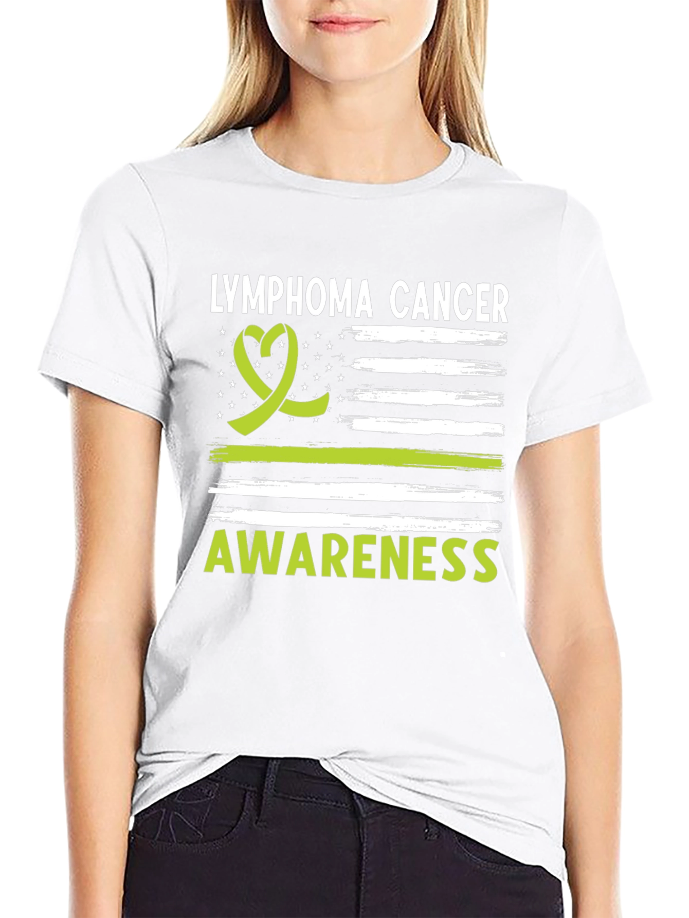 Lymphoma Cancer Awareness Ribbon Graphic T-Shirt