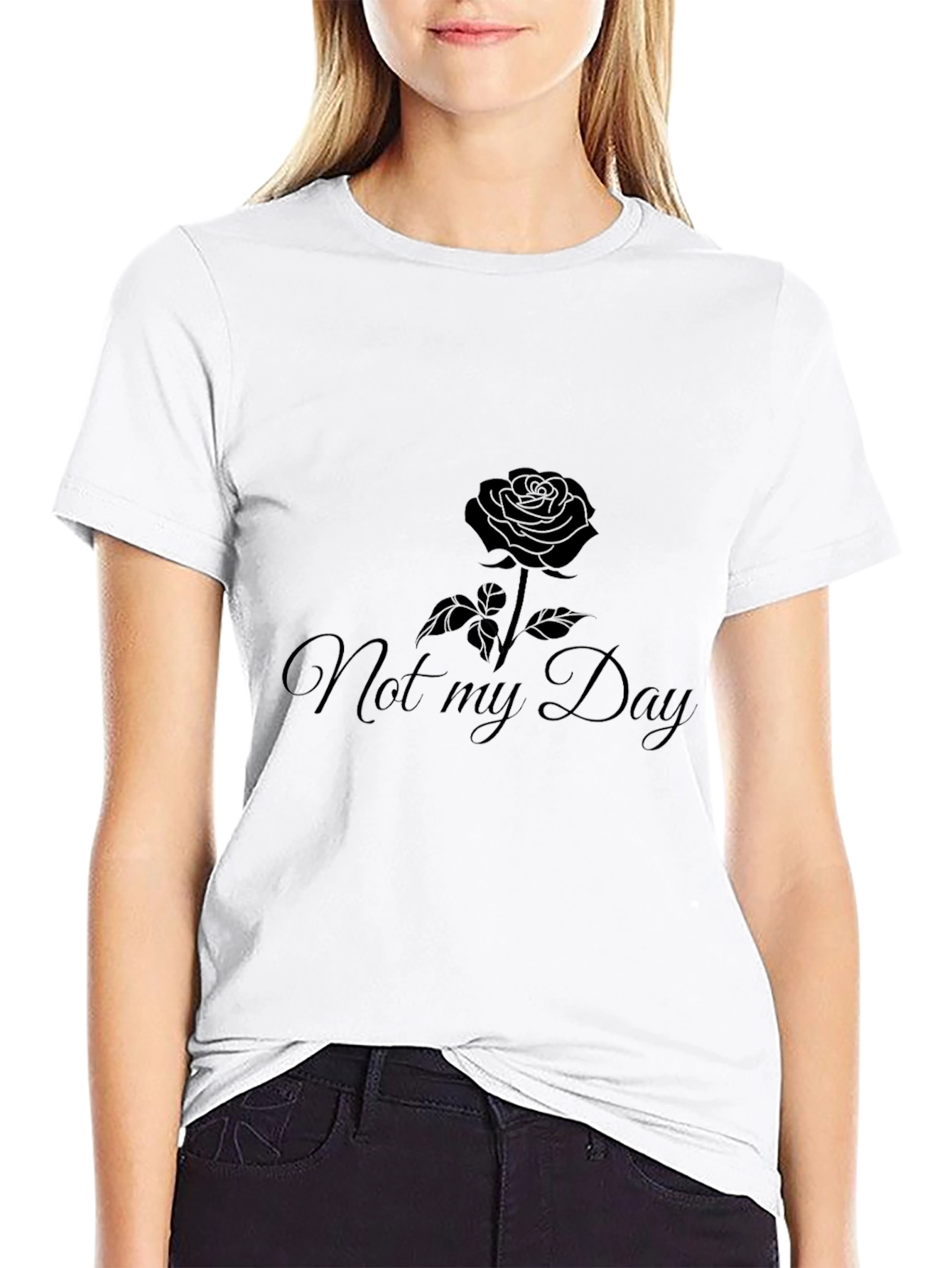 Not My Day Rose Graphic Black T-Shirt