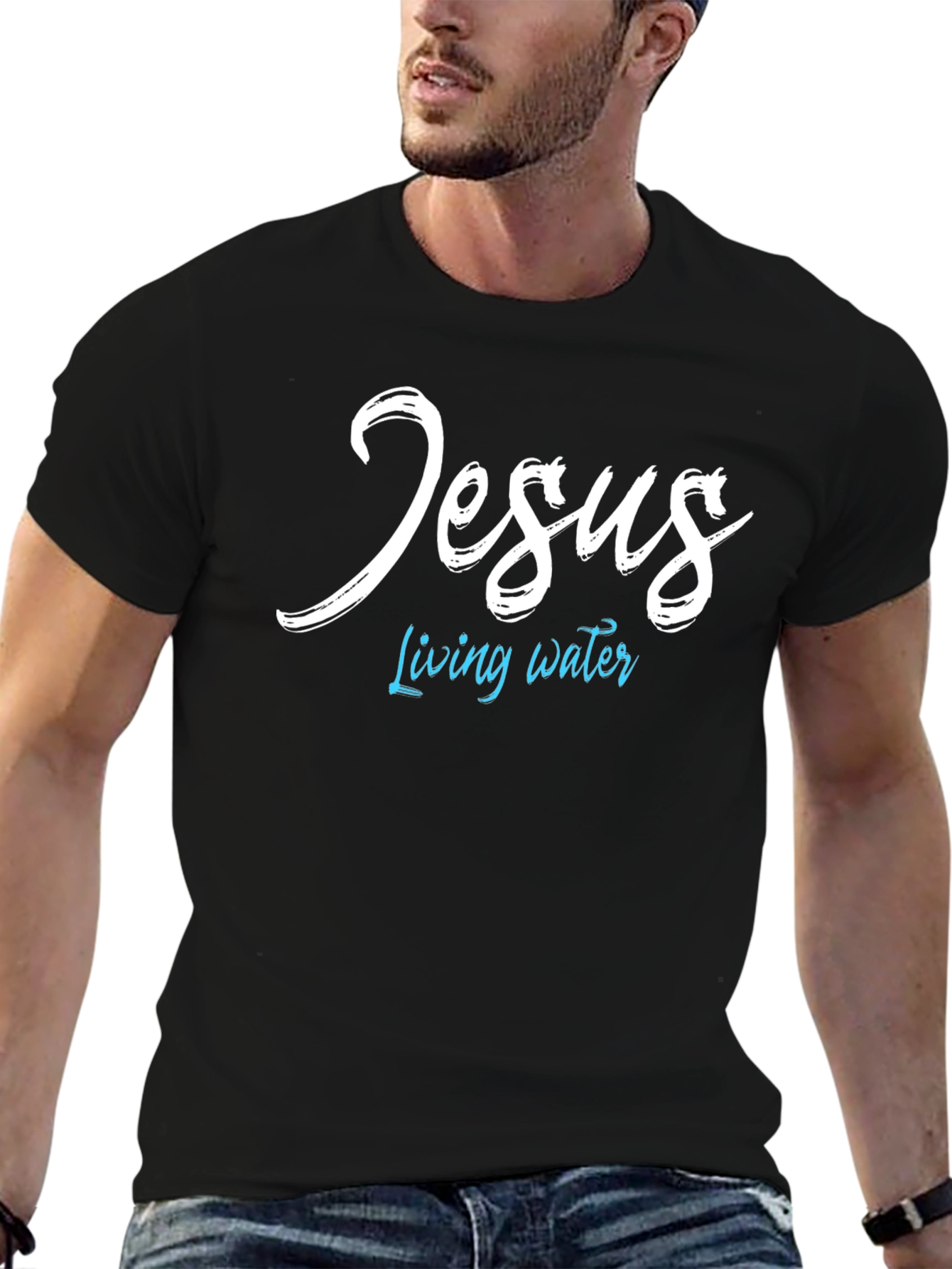 Jesus Living Water Graphic Tee - Black