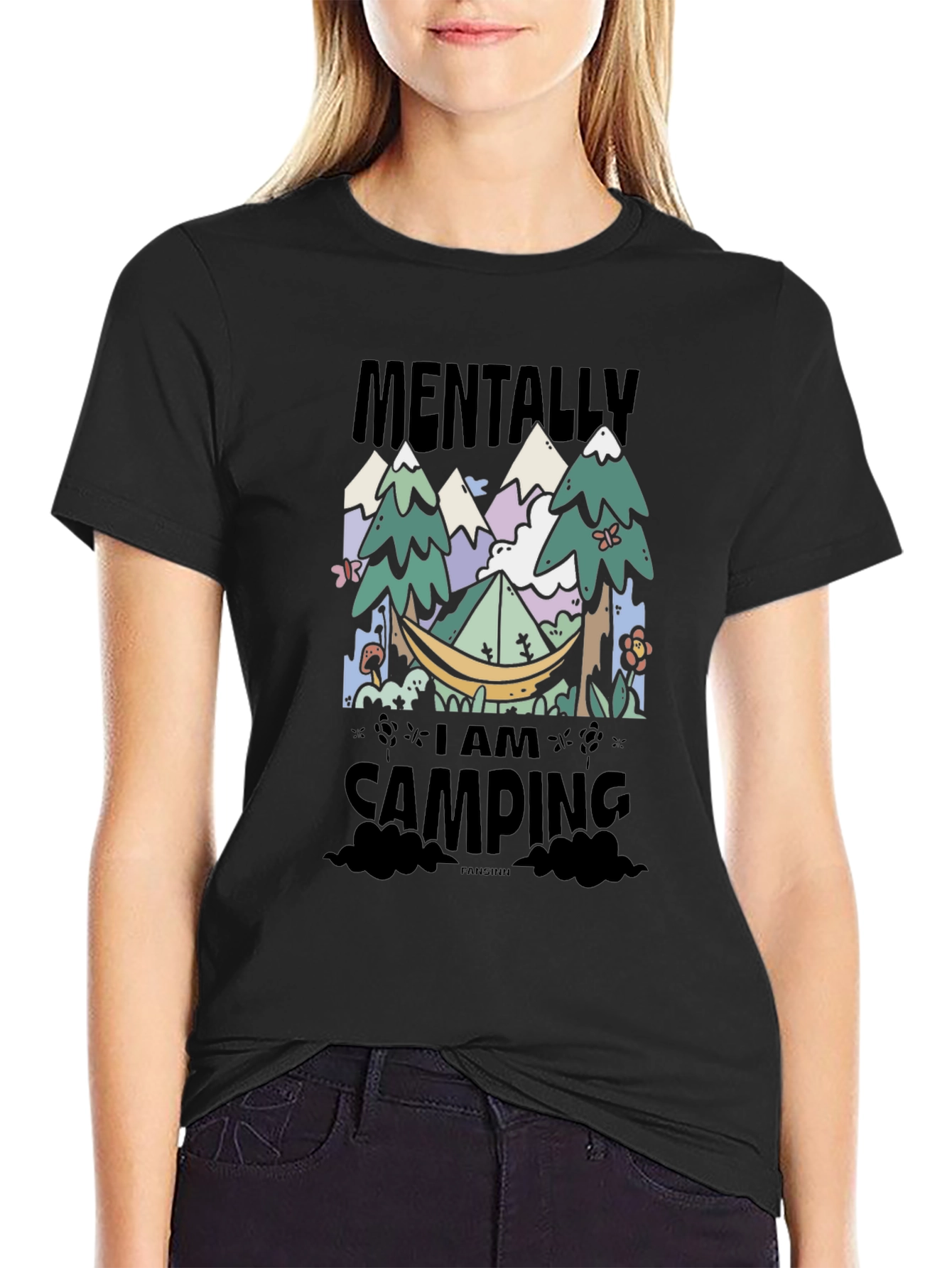 Mentally I Am Camping Graphic T-Shirt