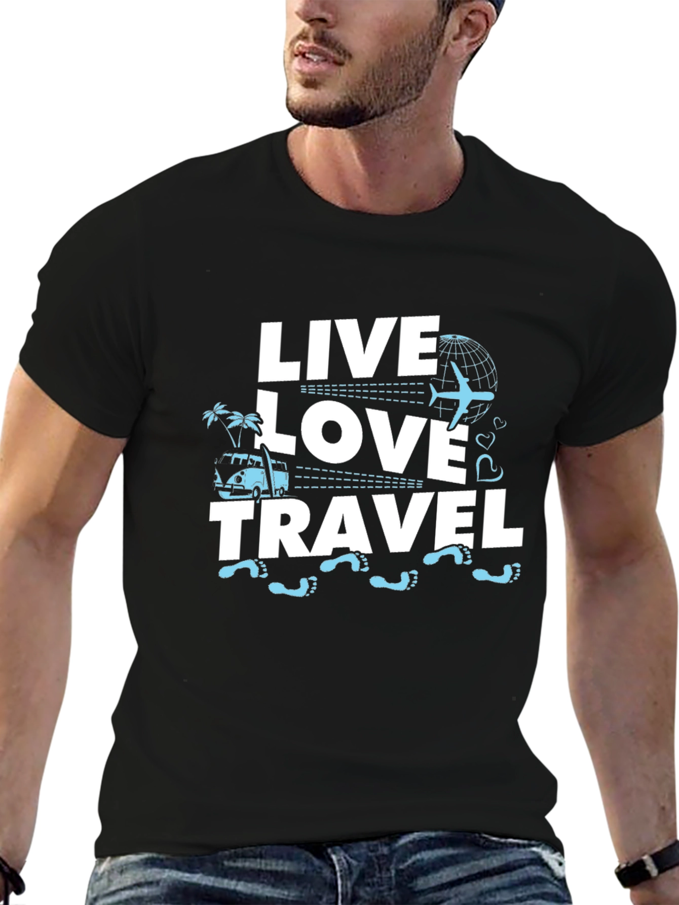 Live Love Travel Graphic Tee - Black