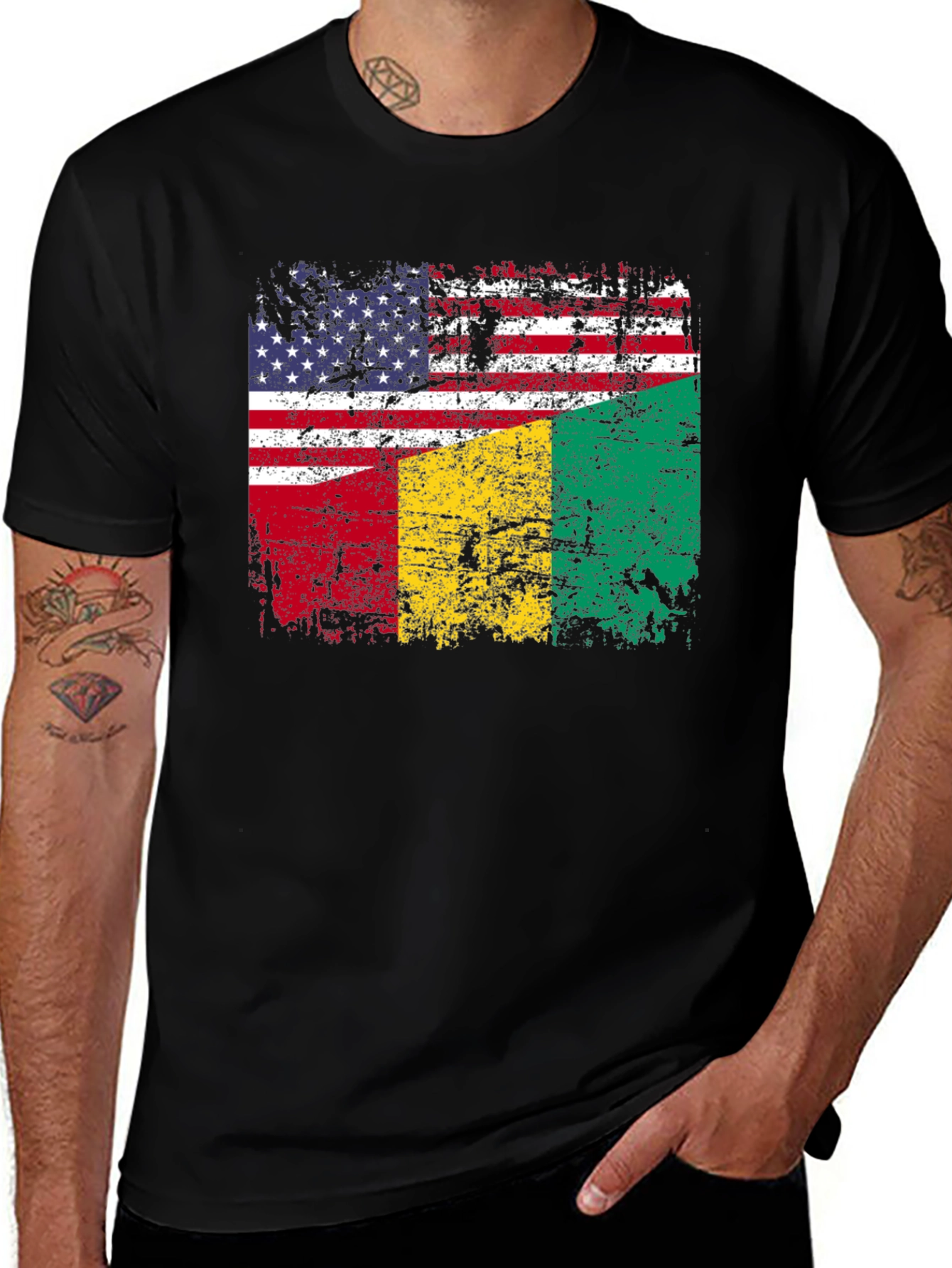 USA Guinea Flag Graphic T-Shirt