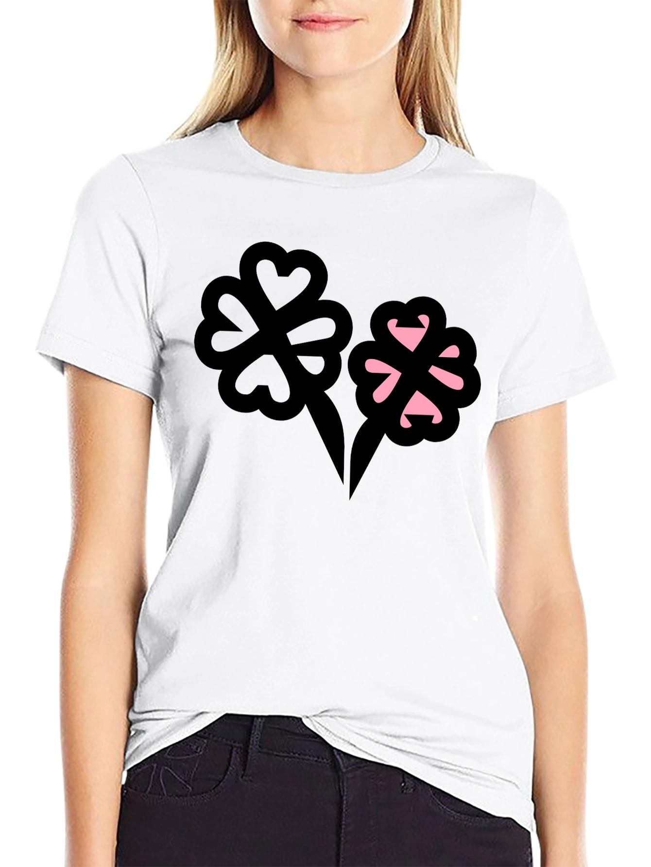 Lucky Clover Graphic Tee - Stylish Black T-Shirt